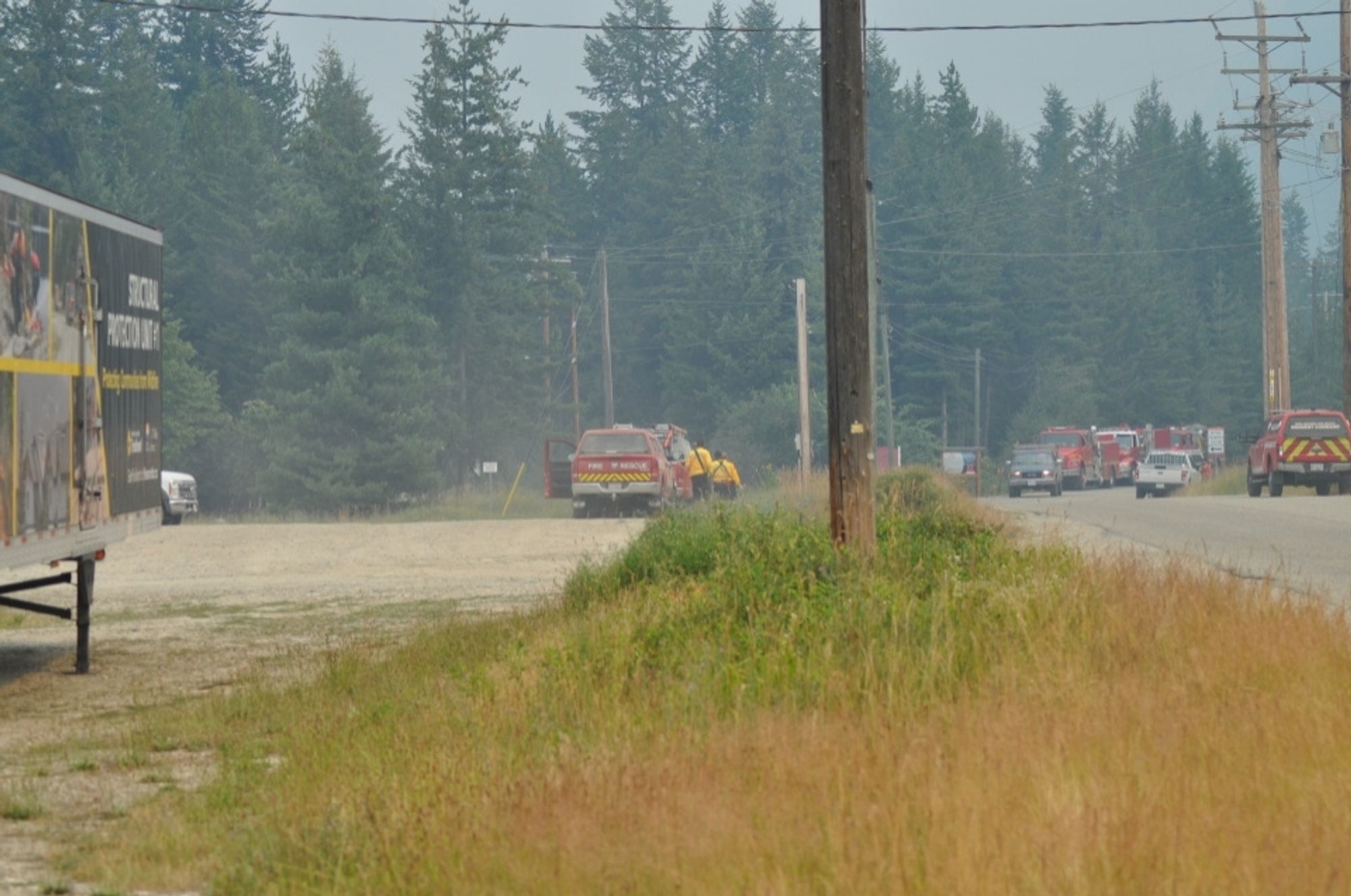 Firefighters from across the province arrive in Slocan for structural protection.