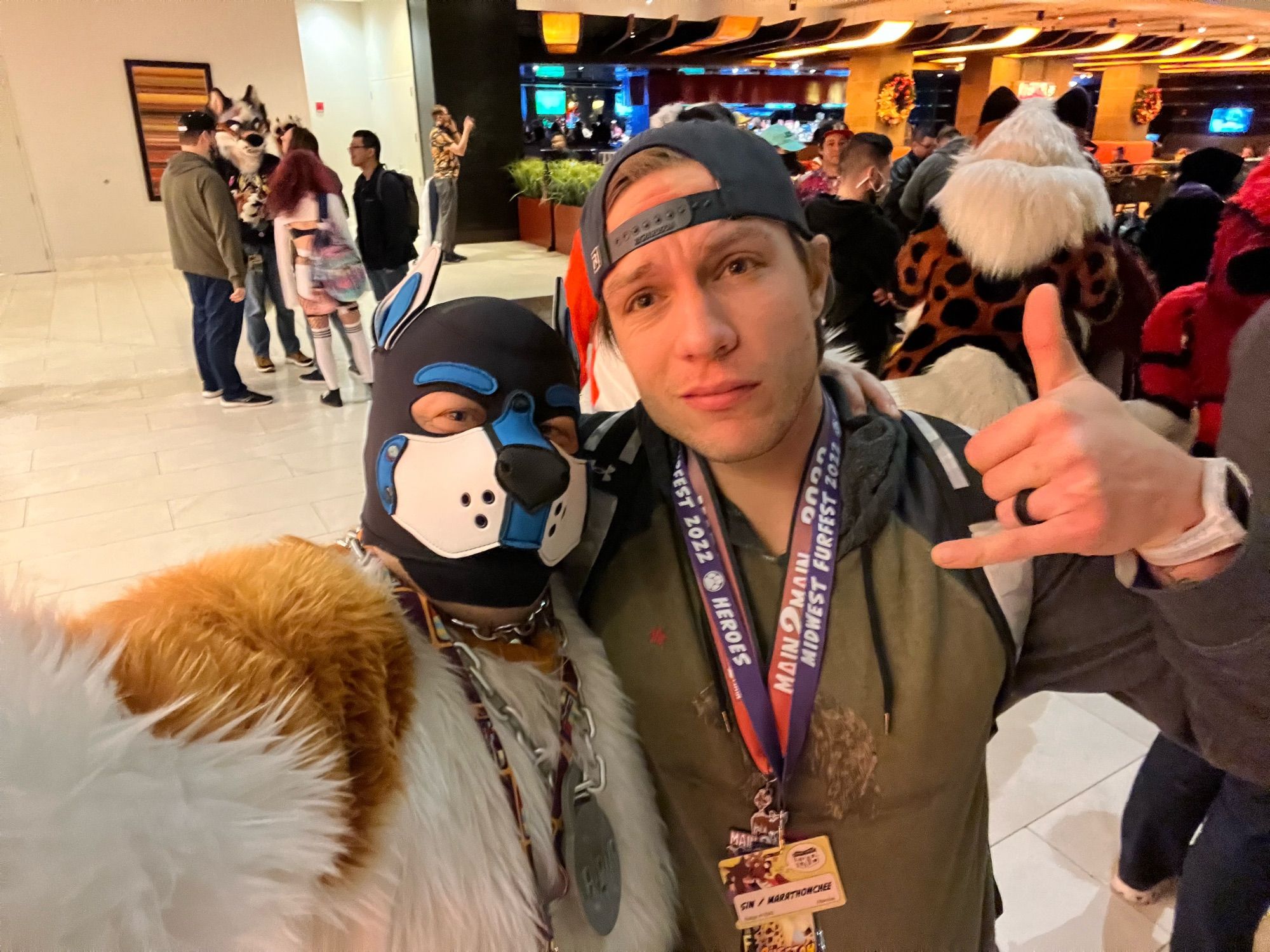 Nikon/Nikki hugging a cutie chee in the lobby at MFF22