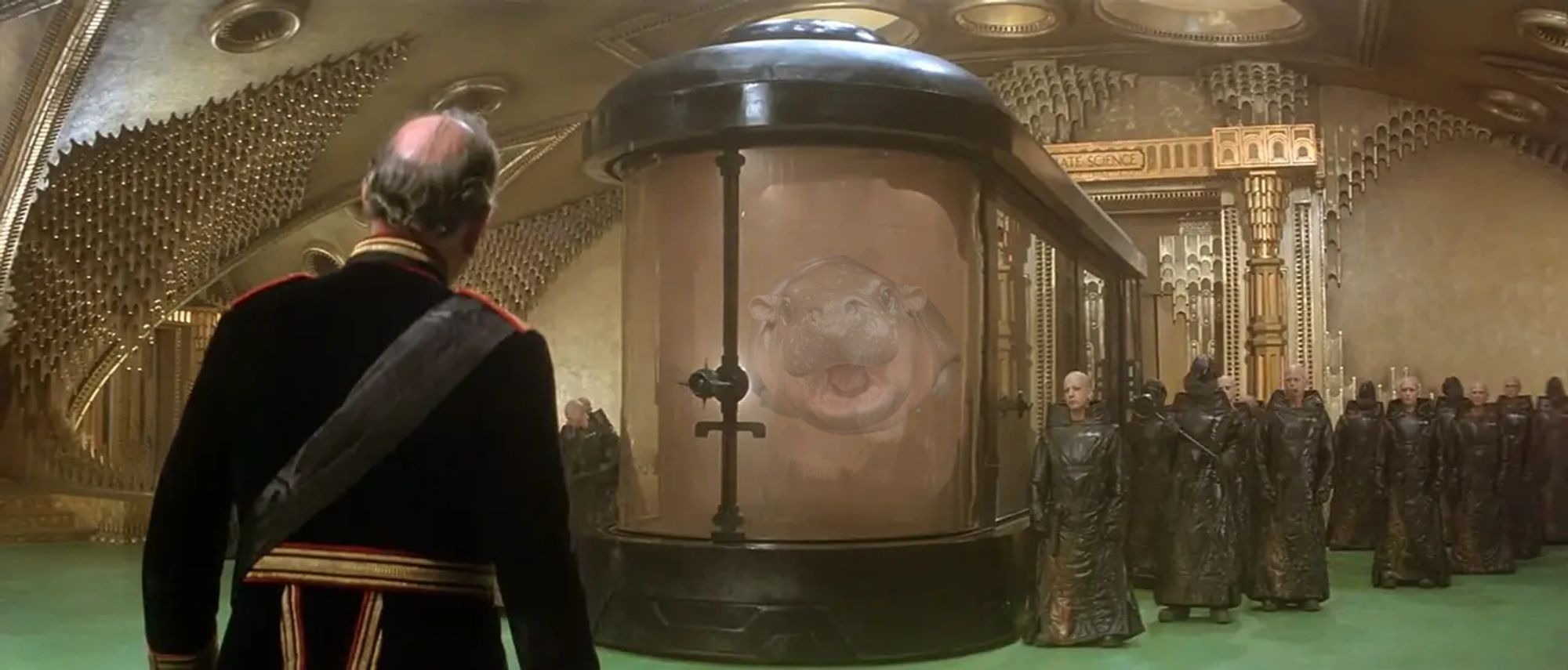 I stuck worldwide hippo senasation Moo Deng into the Guild Navigator tank from David Lynch's Dune.