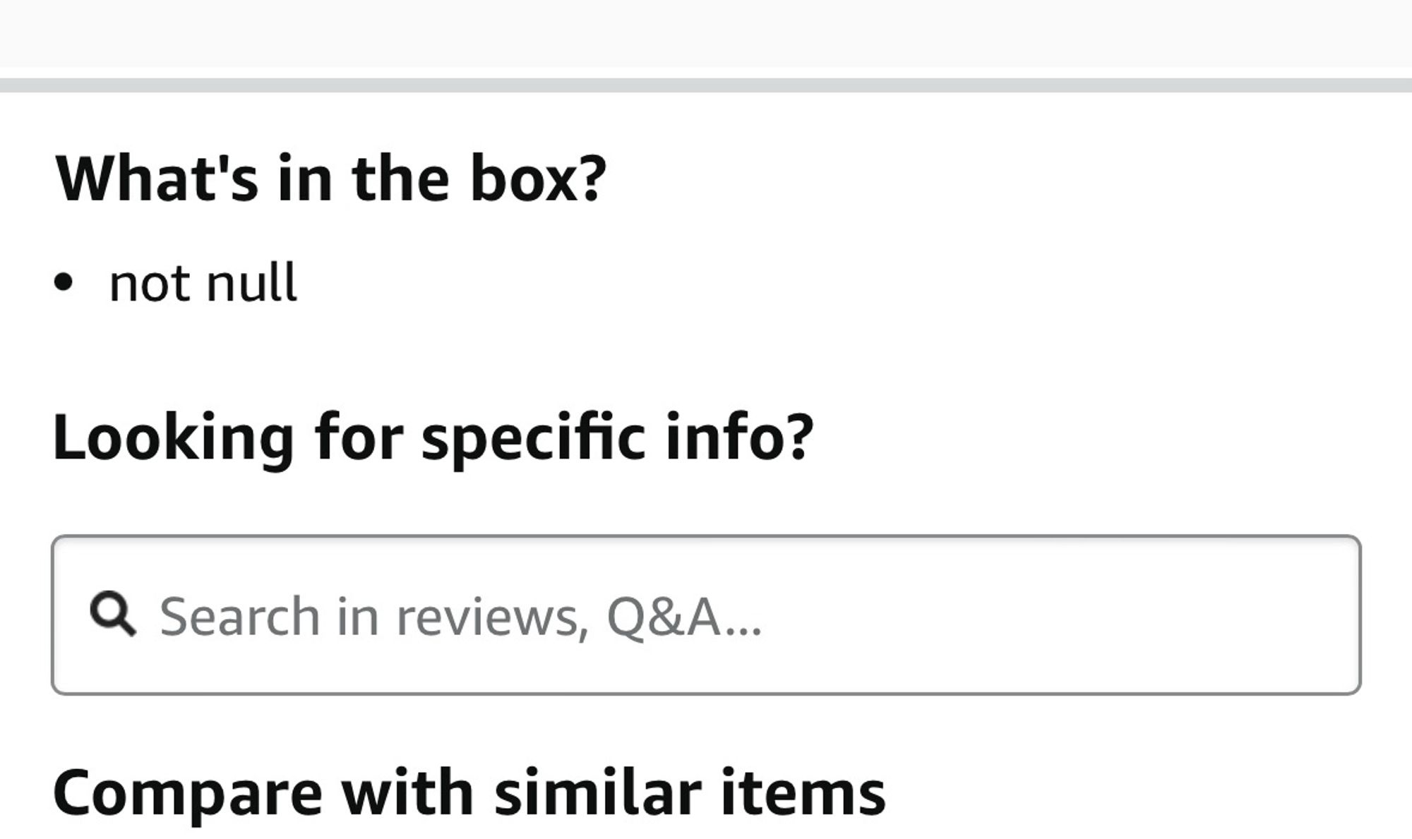 Screenshot from Amazon.

What's in the box?
• not null