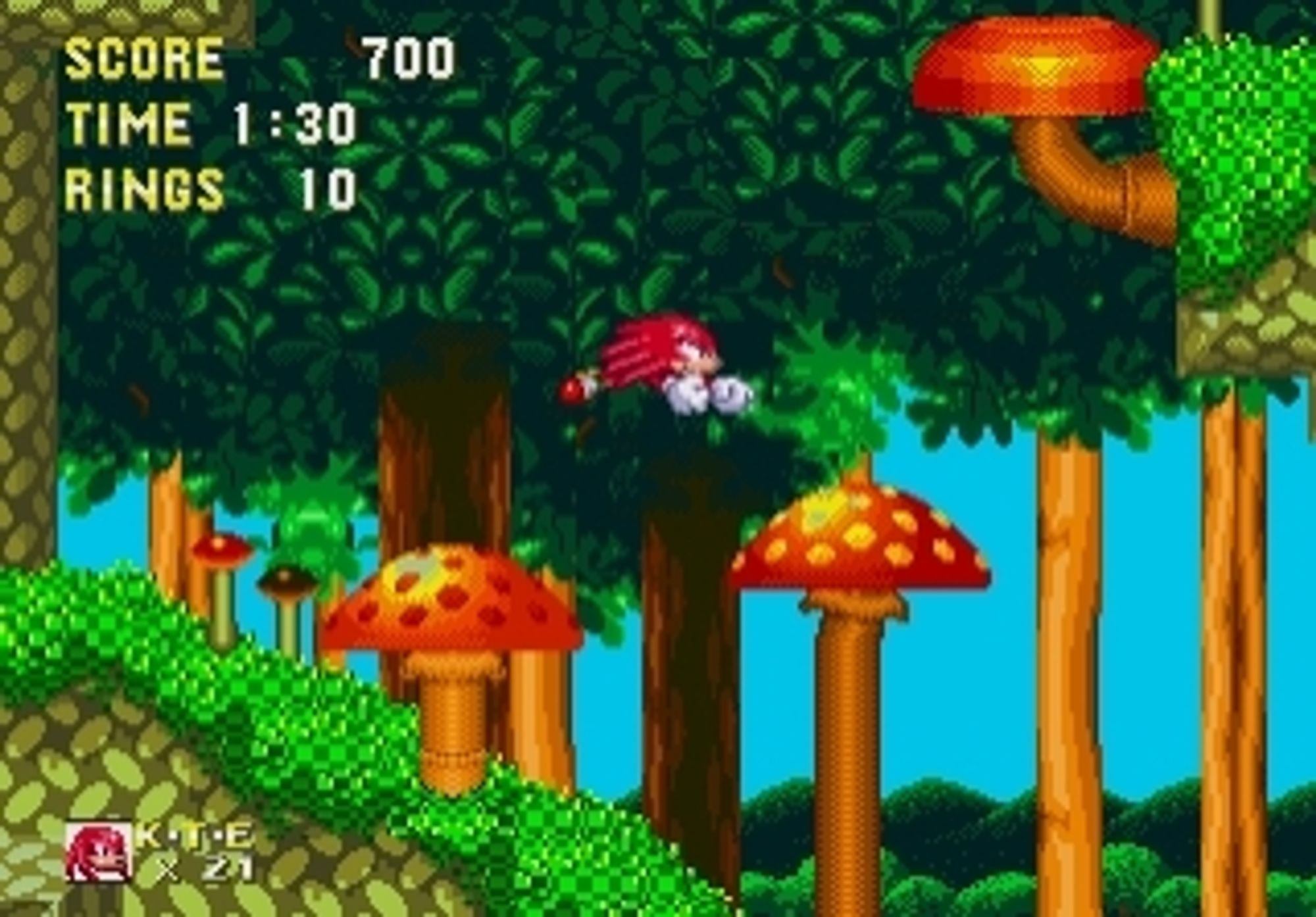 Knuckles in Mushroom Hill Zone