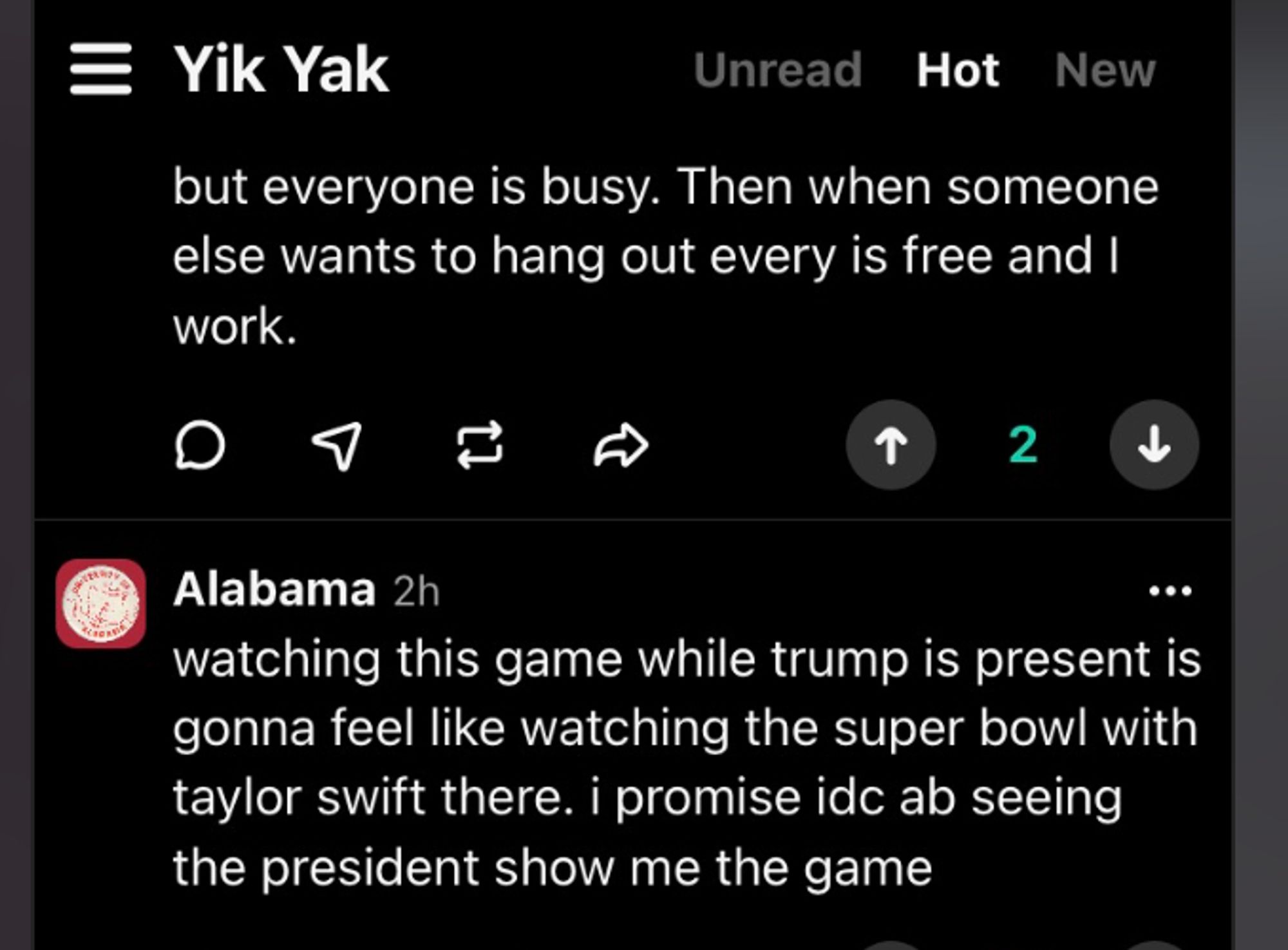 YikYak anti-Trump-visit post