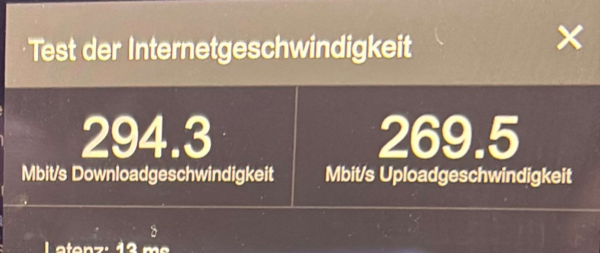 Speedtest. 294 Mbit/s Download, 269 Mbit/s Upload