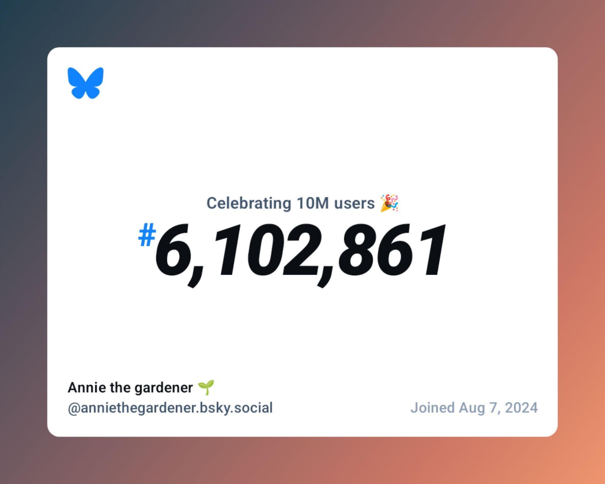 Celebrating 10m users 
6,102,861