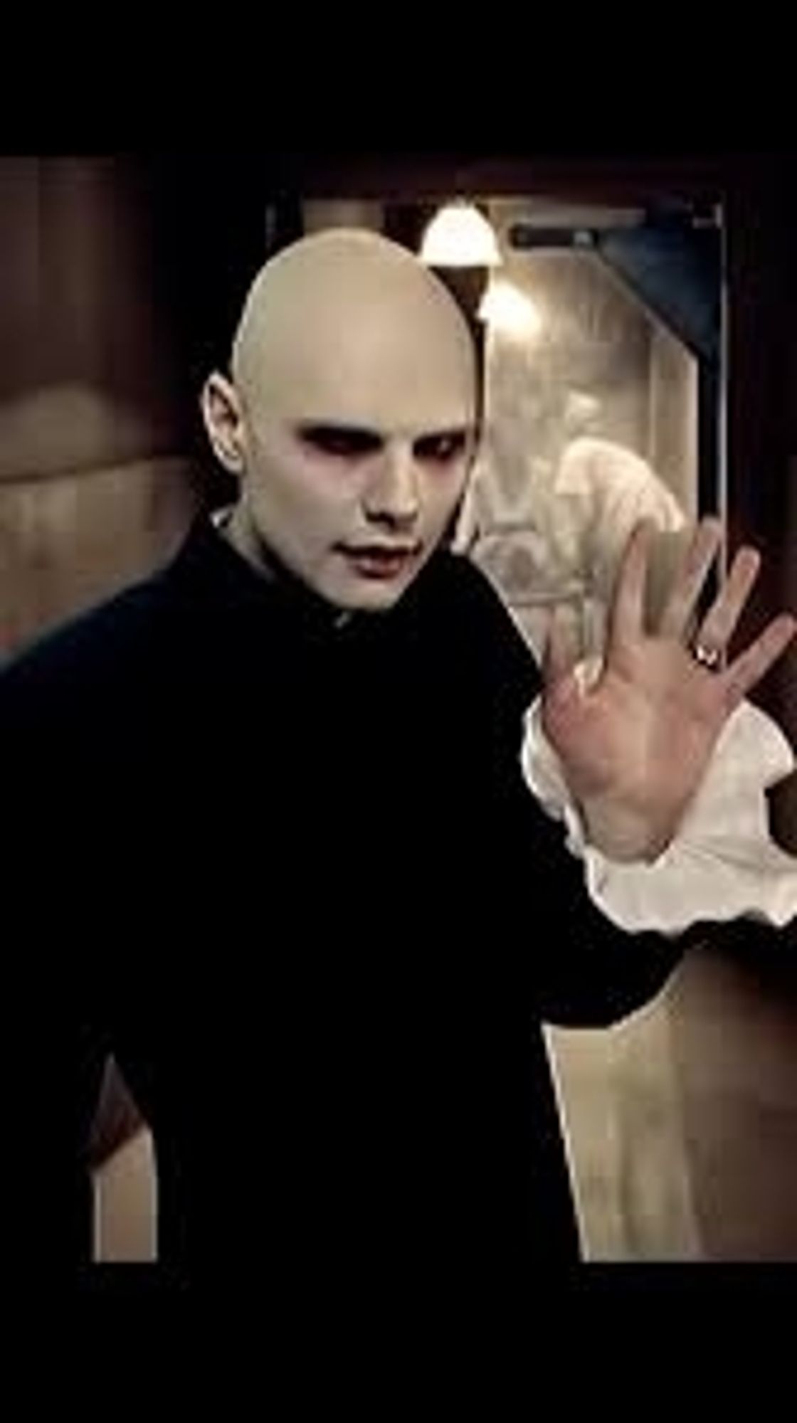 Billy Corgan of the Smashing Pumpkins dressed like Nosferatu