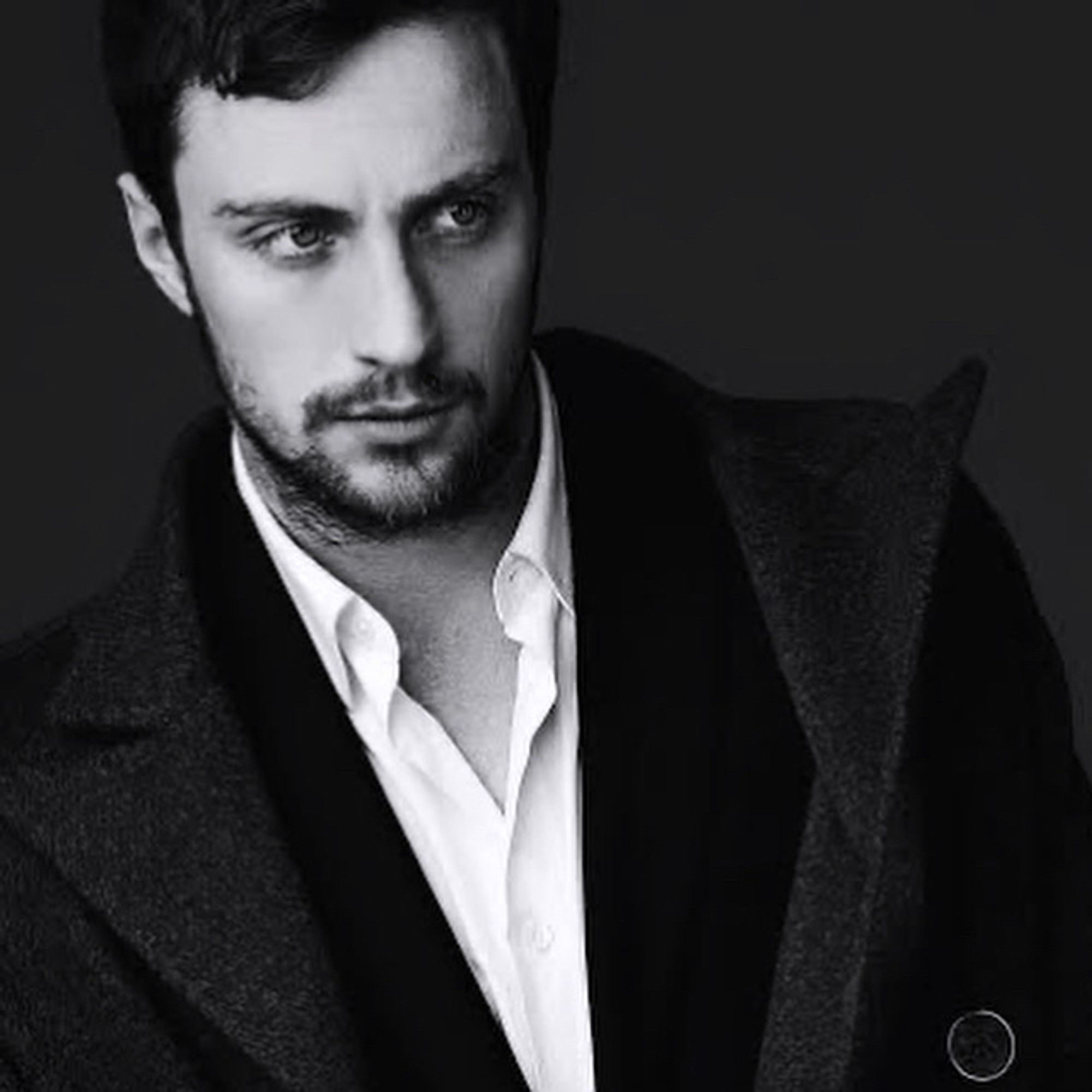 Aaron Taylor-Johnson black and white portrait