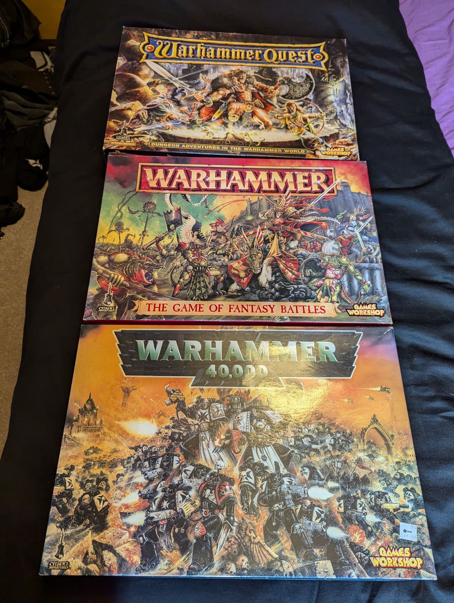 1995 Warhammer Quest, 1996 5th edition Warhammer Fantasy, 1998 Warhammer 40k 3rd edition