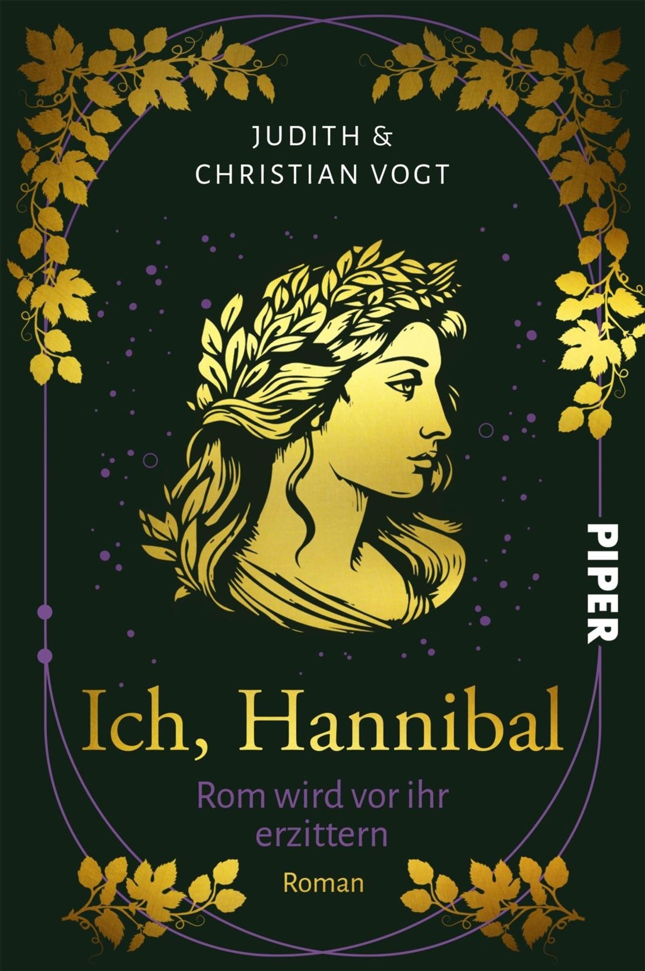 Das Cover des neuen Romans "Ich, Hannibal", von Judith und Christian Vogt. Zu sehen ist der nach rechts blinkende Kopf einer antiken Frau.