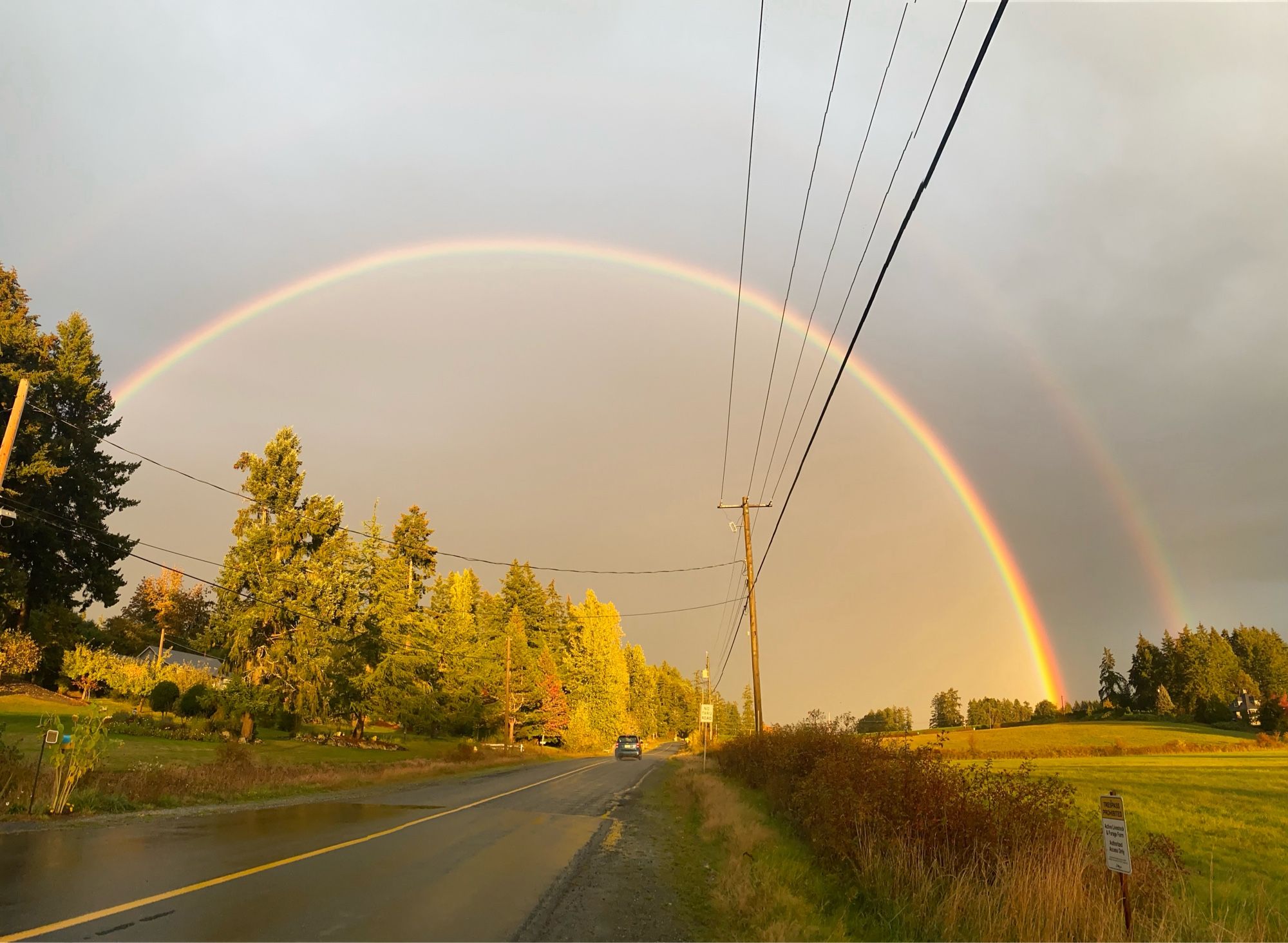 A beautiful double rainbow near my house.