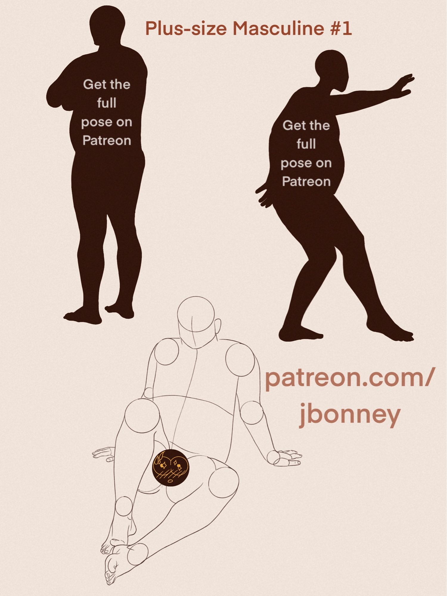 Plus size masculine pose references for artists