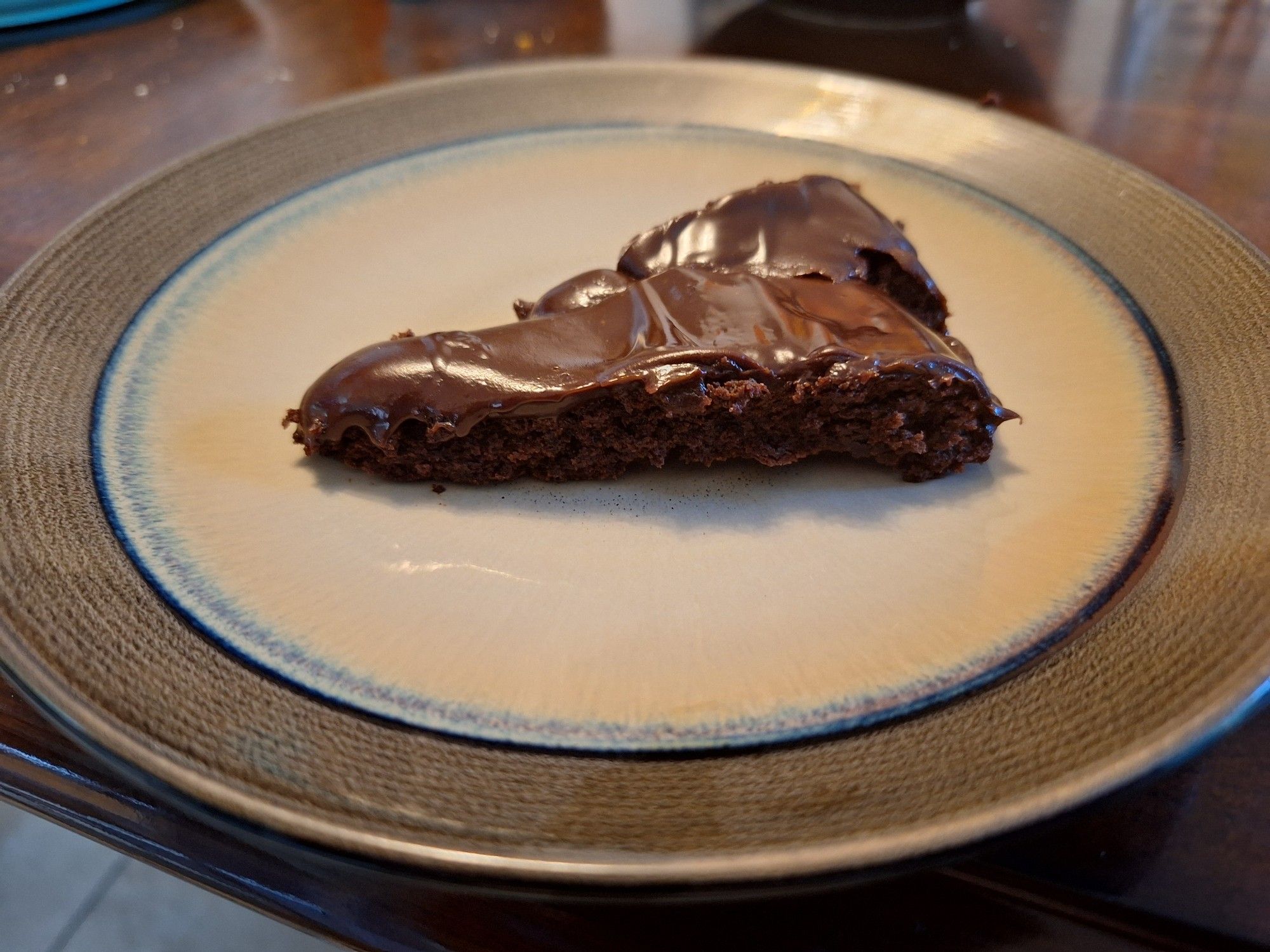 A slice of flourless chocolate cake