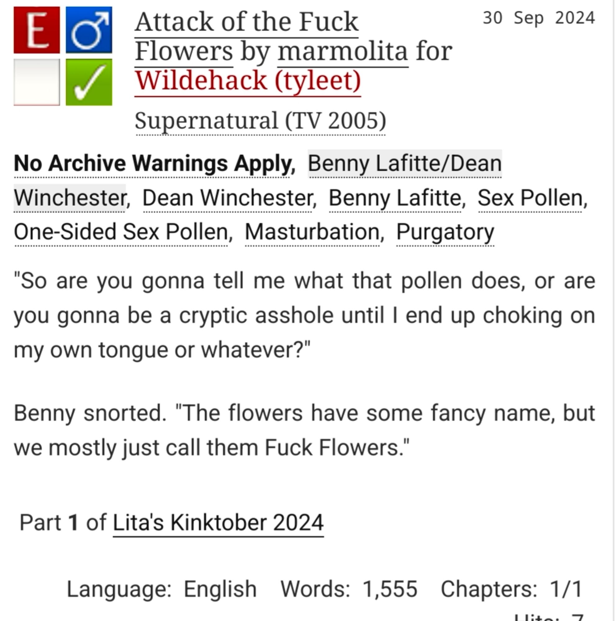 screenshot of what is found at the AO3 link