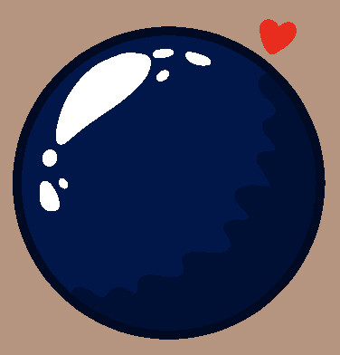 A dark blue orb with a little red heart.