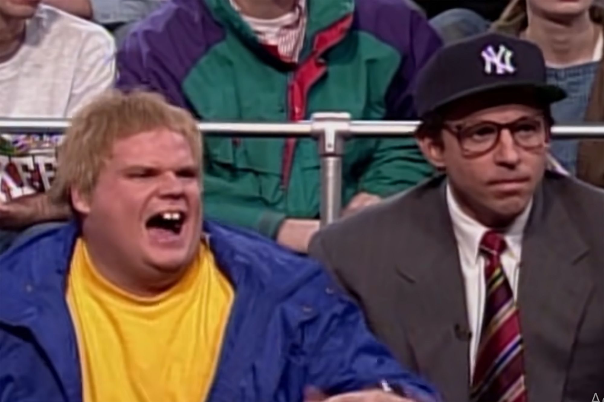 Kevin Nealon as Rudy Giuliani and Chris Farley as his son on 90s SNL.