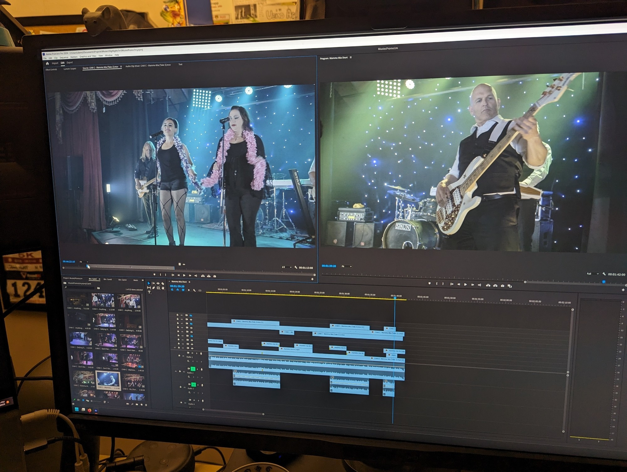 Screen capture of music video being edited in Adobe Premiere Pro software