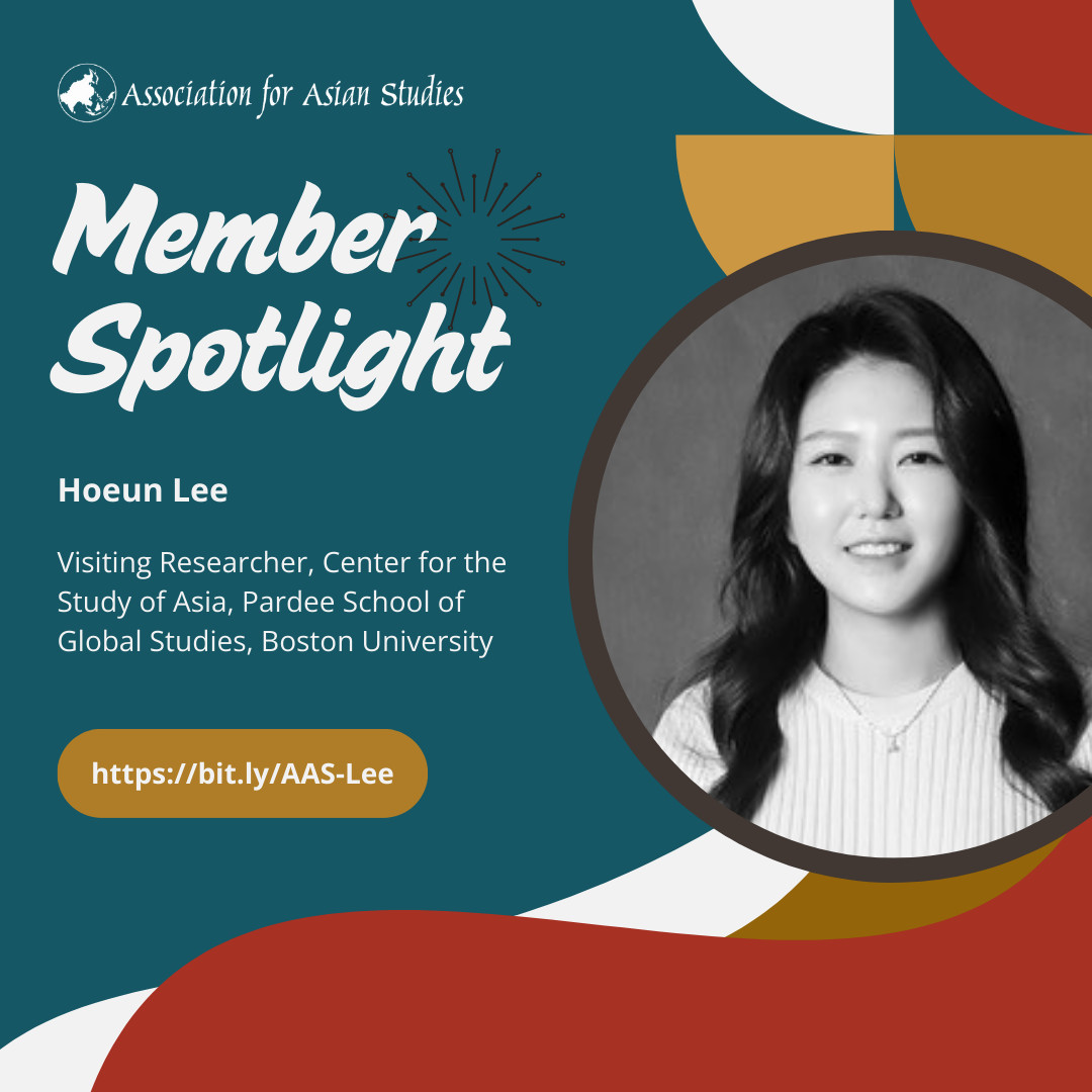 Graphic featuring Hoeun Lee, Visiting Researcher at Boston University's Pardee School of Global Studies, highlighted by the Association for Asian Studies.