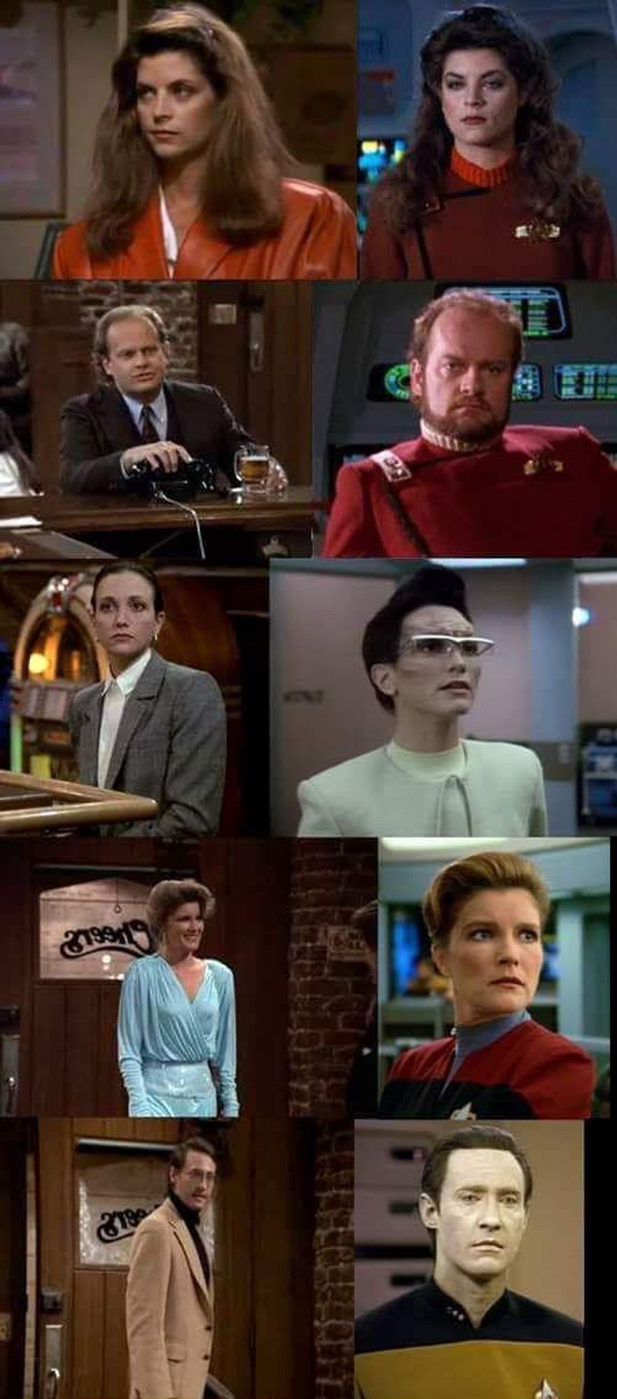 Saavik, Capt. Bateson, Horny Alien Nurse, Capt. Janeway, and Data