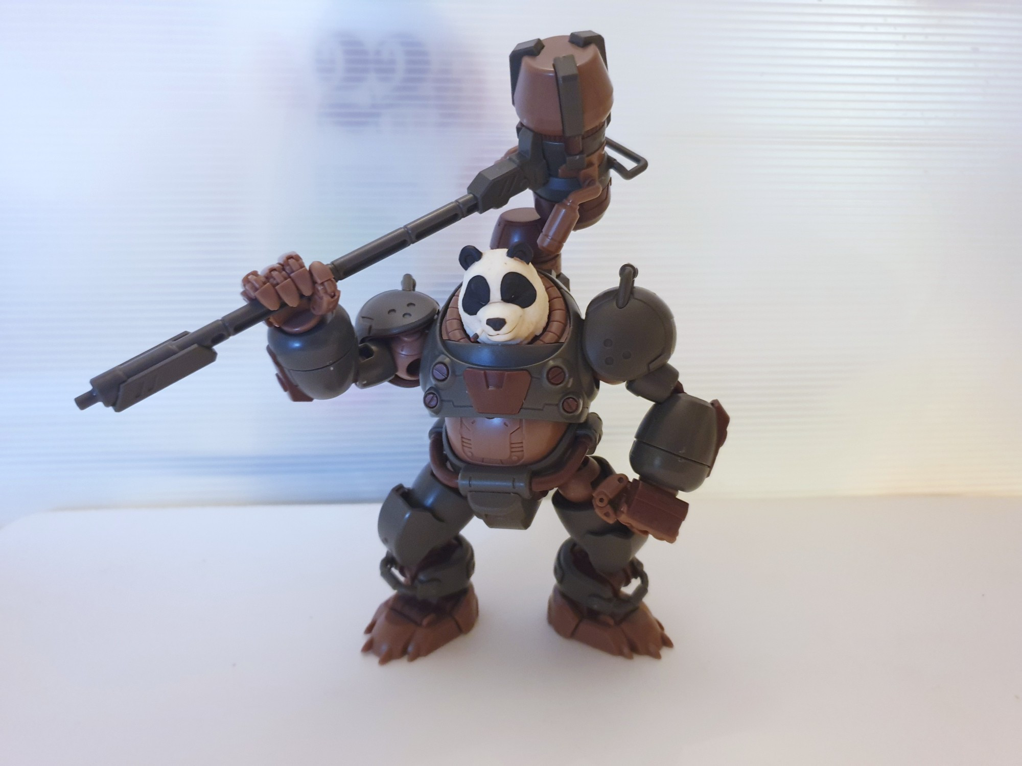 Number 57 Manhunter Shenshu front view, panda armor with hammer