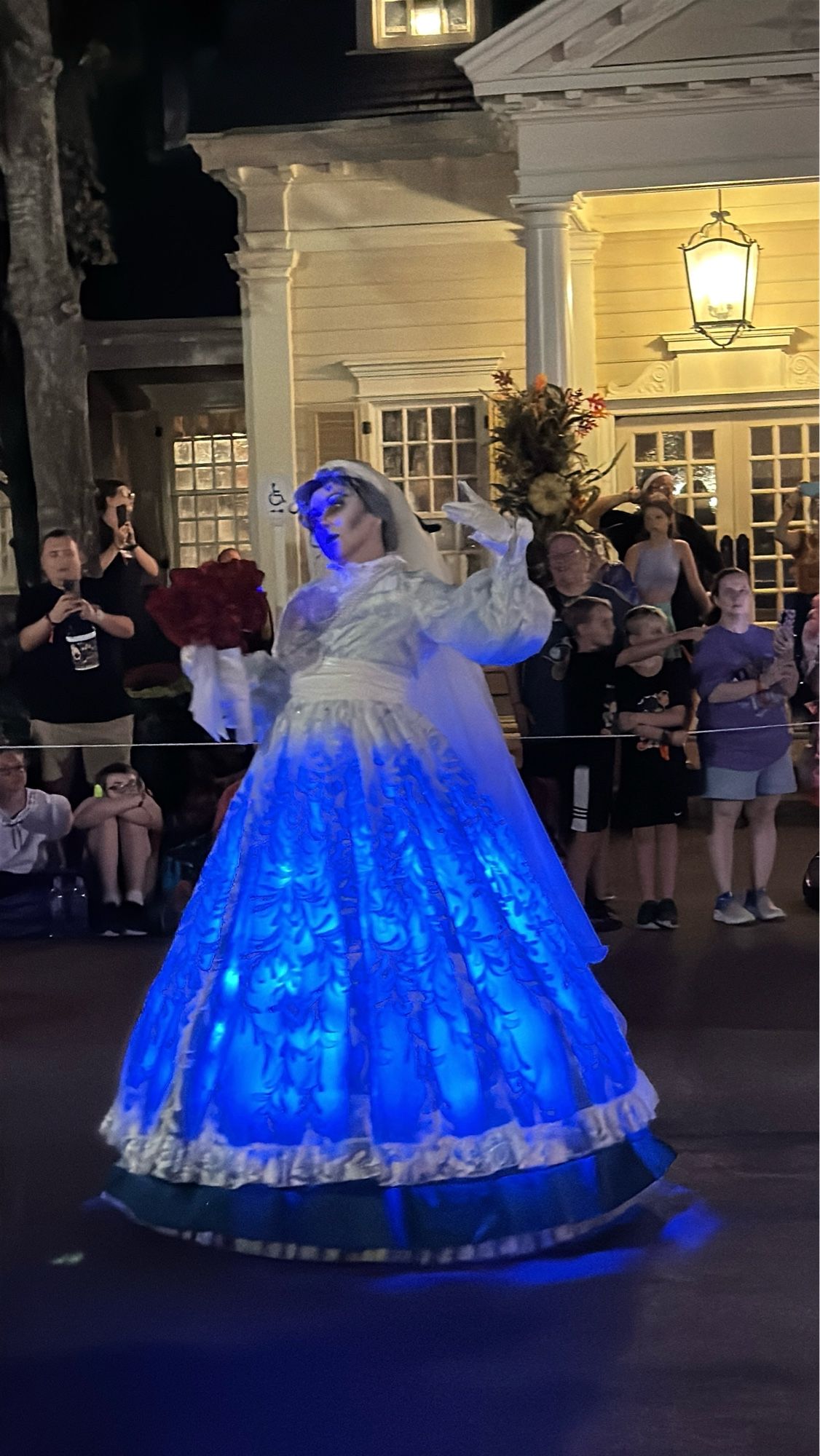 The Bride from the Haunted Manaion looking menacing during the Boo to You parade