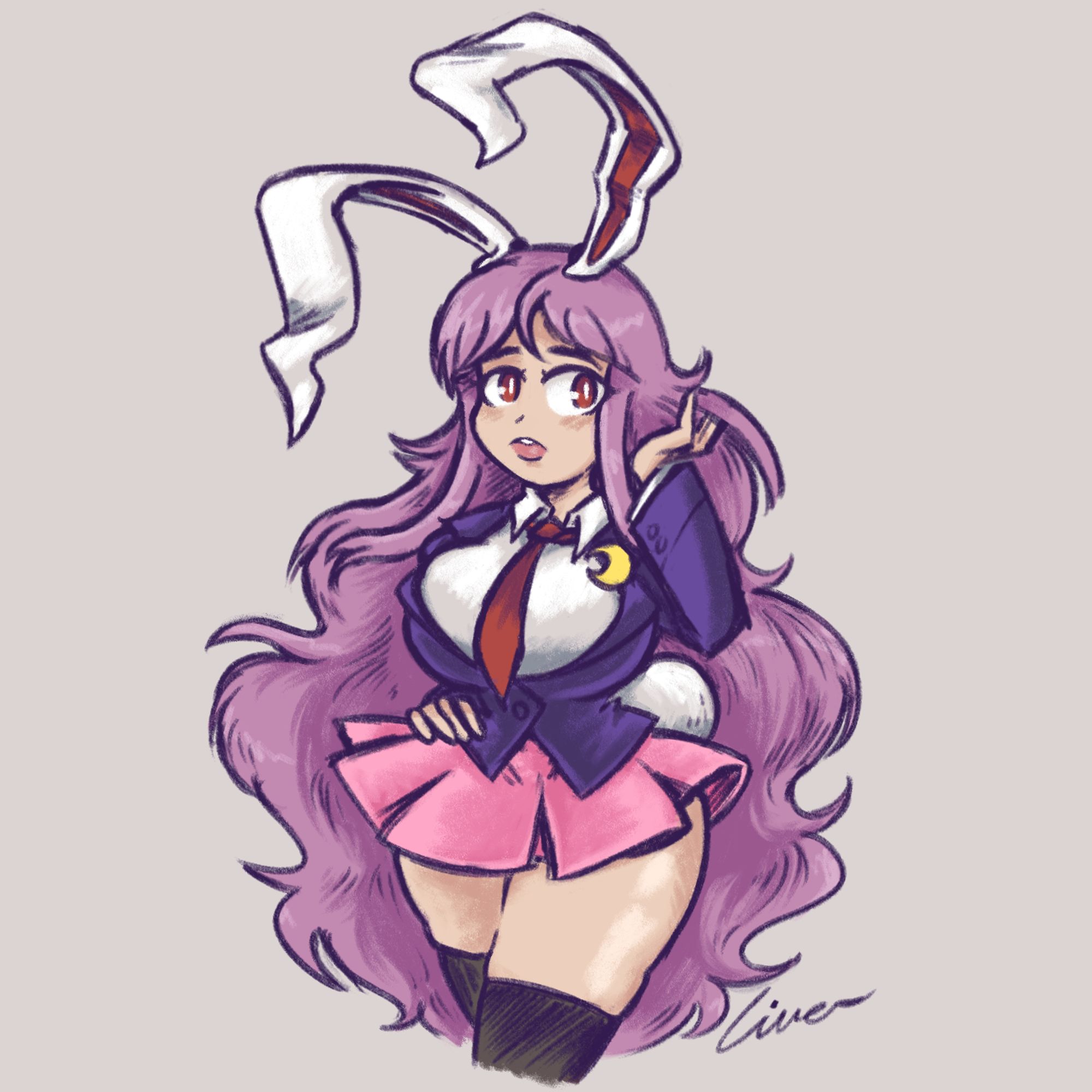 A drawing of Reisen Udongein Inaba from Touhou, a rabbit girl. #art