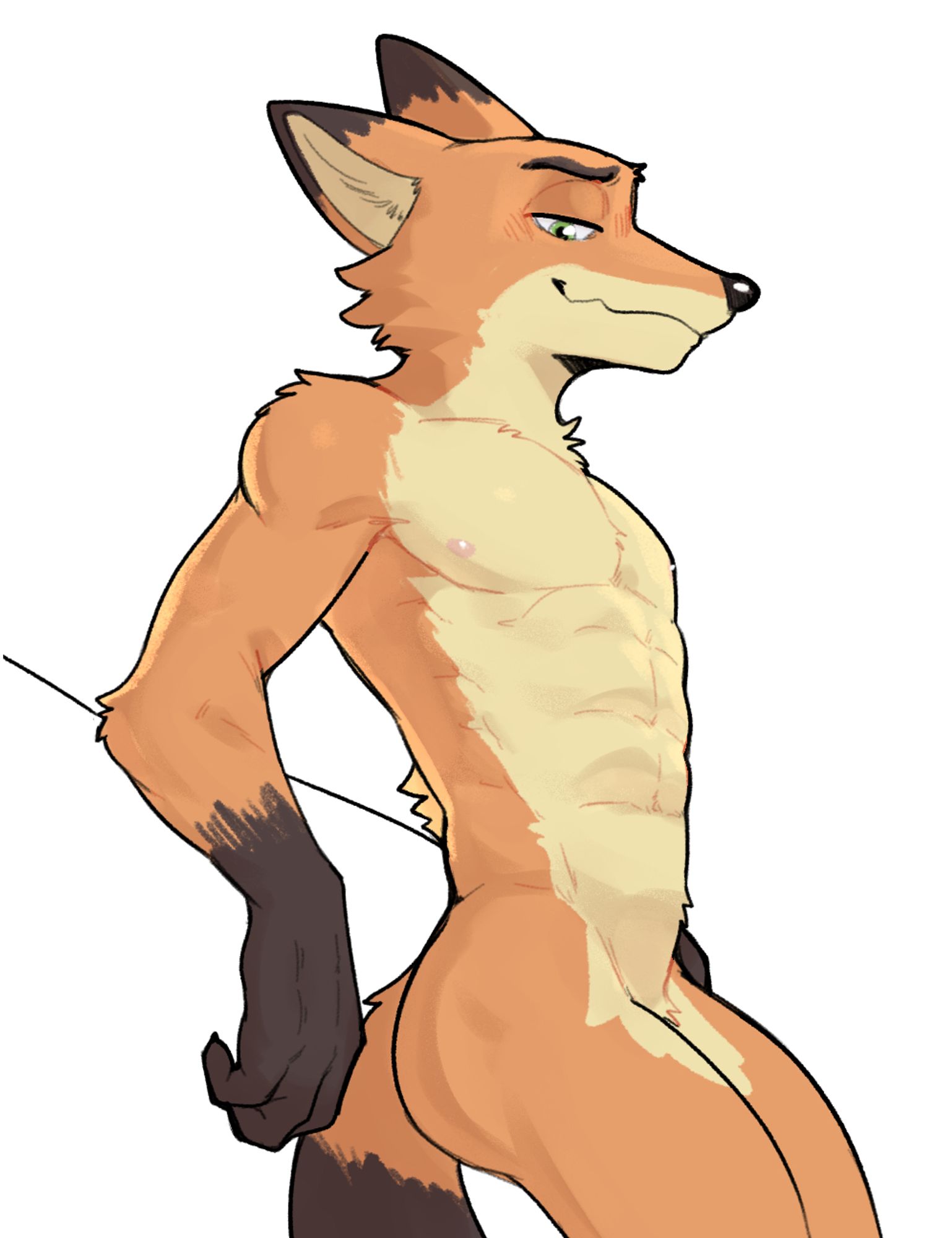 nude fox leaning backwards