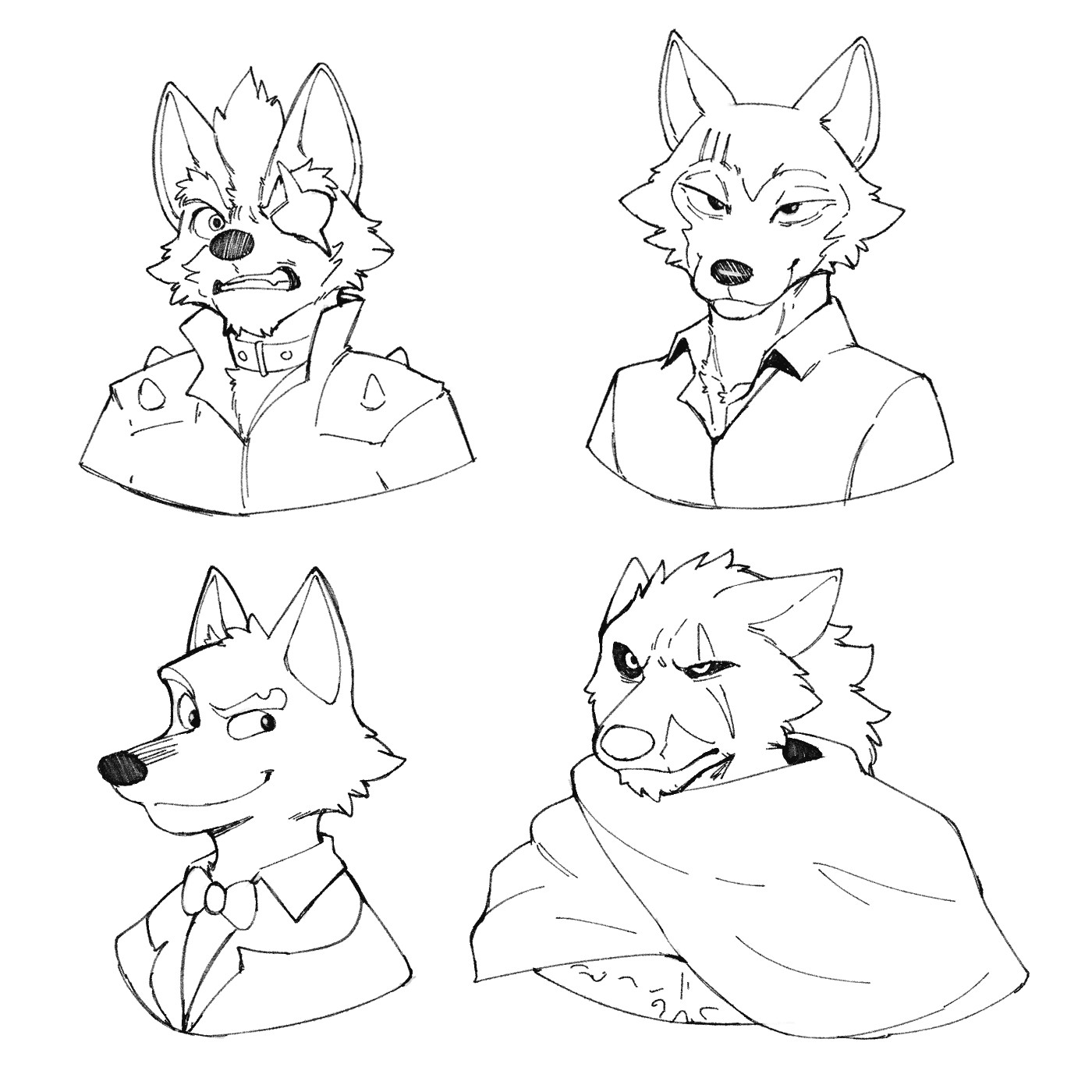 wolf, legoshi, mr wolf, and blaidd sketches