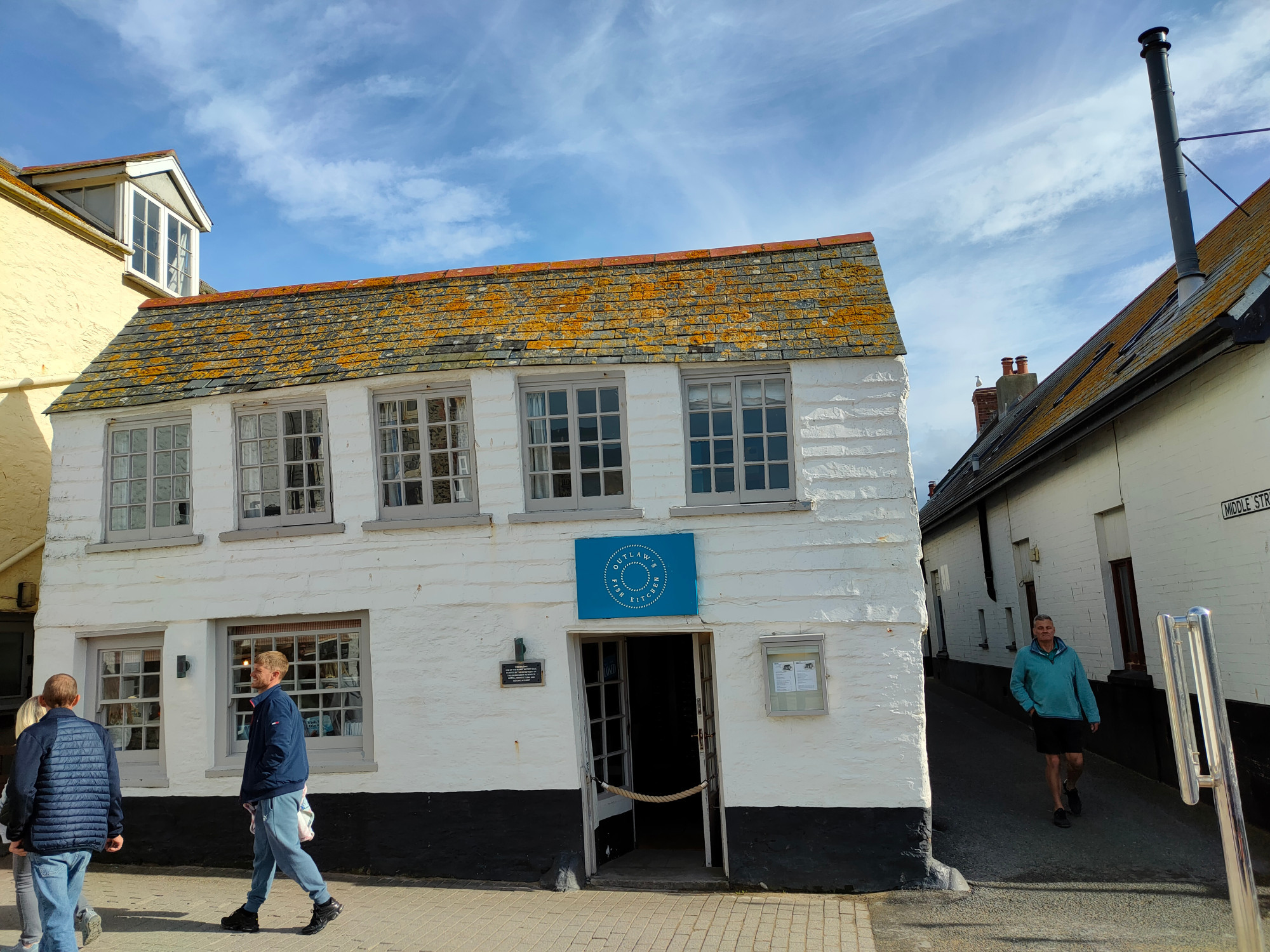 Nathan Outlaw's Fish Kitchen restaurant is right next to the ramp that the RNLI lifeboat goes down into the water. Don't drink too much as you have an extremely steep hill to negotiate when you come out. Nearest car park is about ten minutes away when you arrive and about fifteen minutes away after you come out.