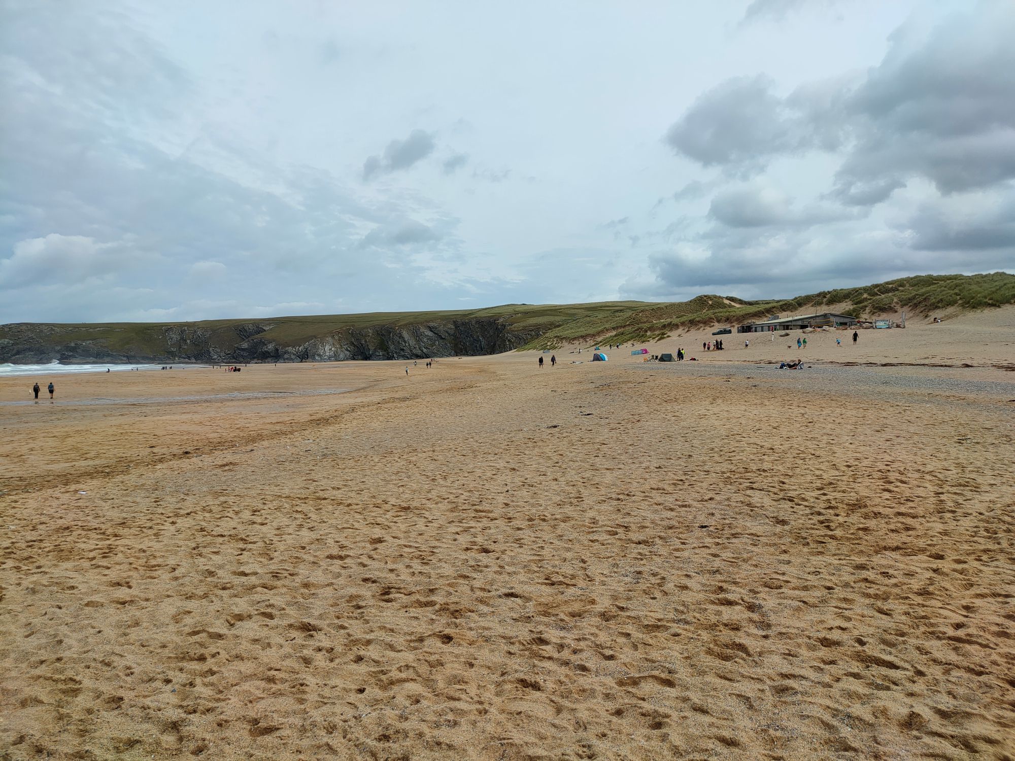 Cornwall is surfing country and the beach has a surfing school.