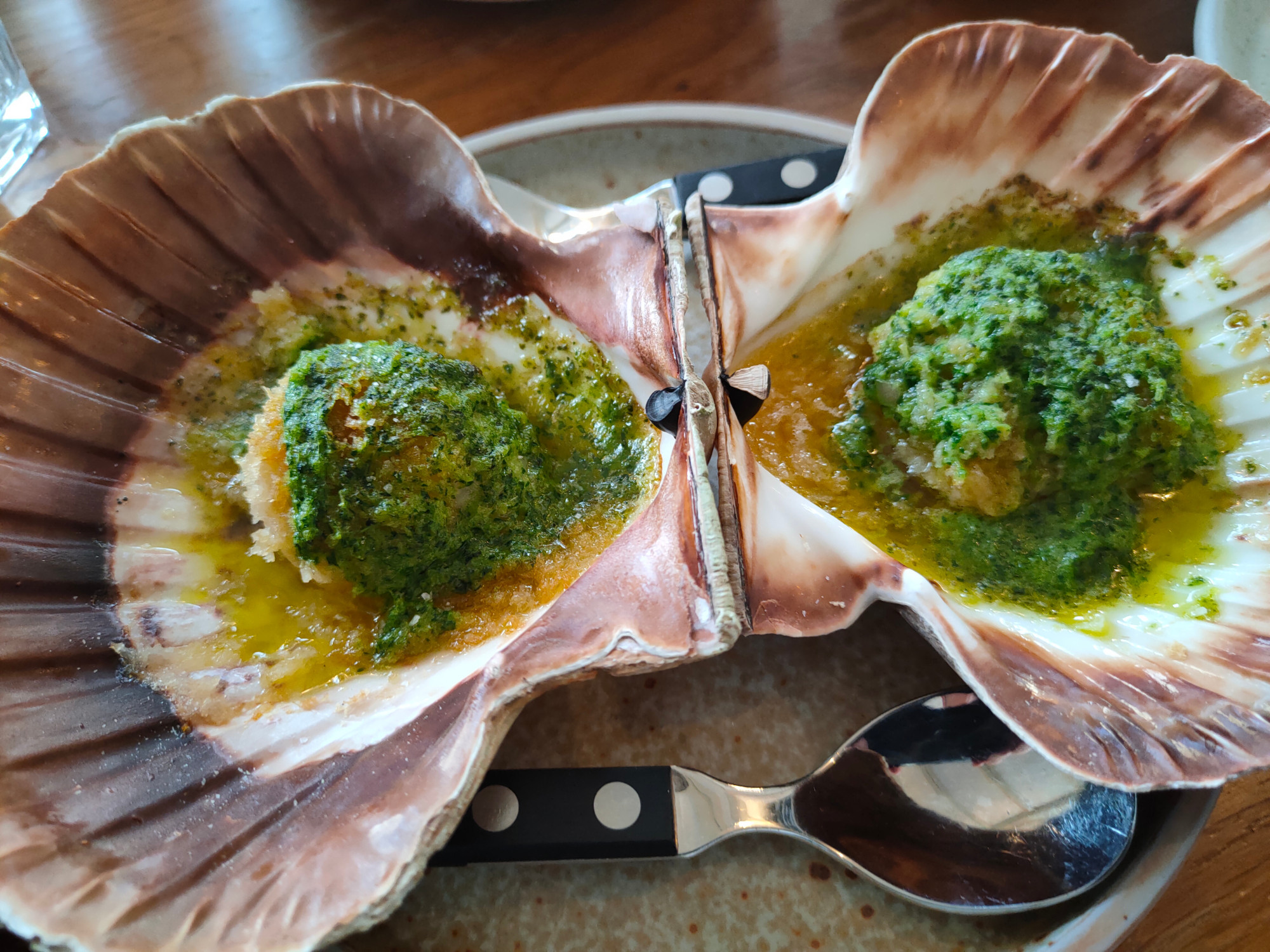 Scallops with chilli, lemongrass and ginger butter. Might look a little bit like coquilles St Jacques but it definitely didn't taste anything like it. Gorgeous food.