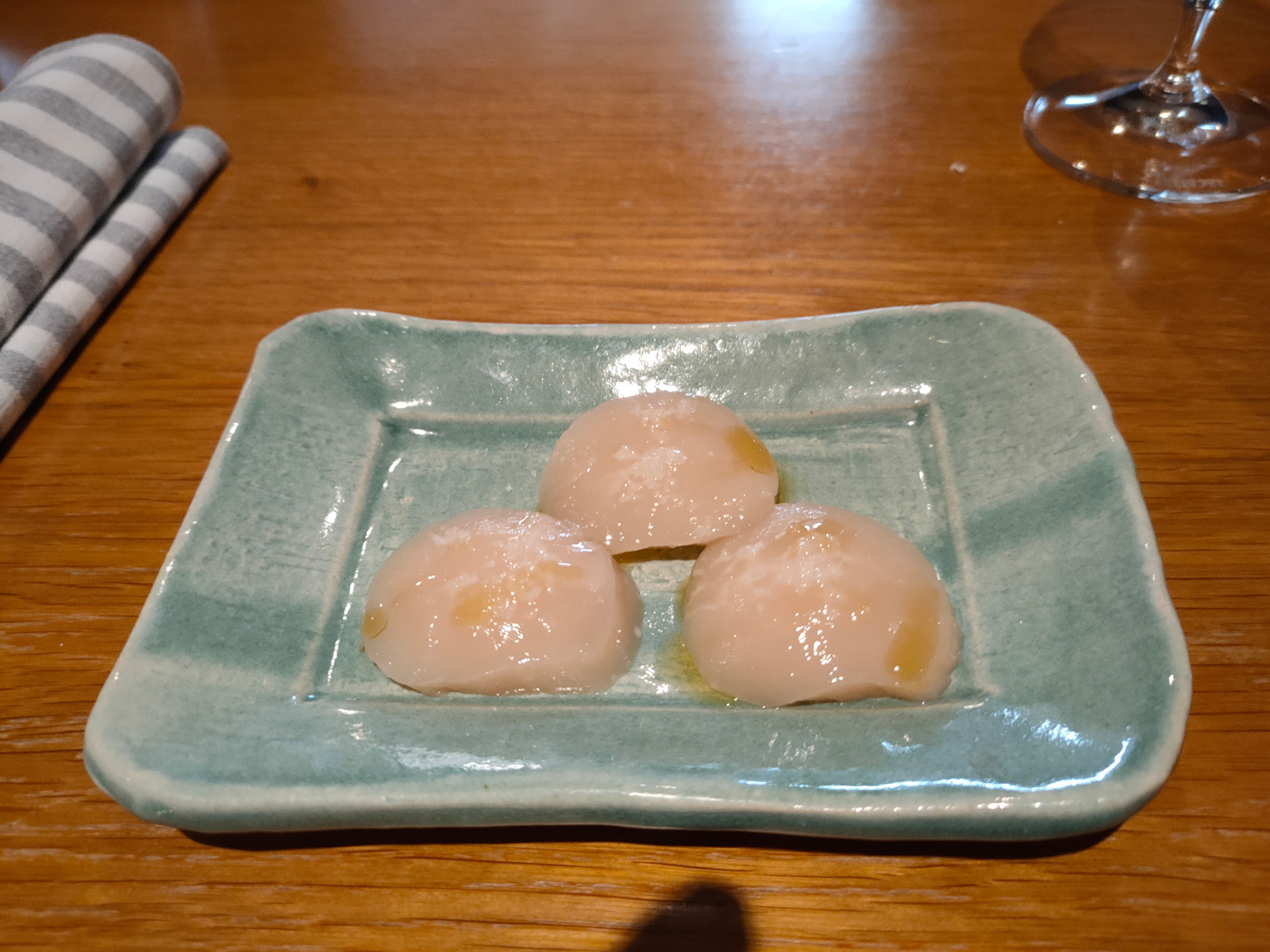 Ceviche scallops with some smoked roe underneath. Just come off the fishing boat earlier the same day. Heaven on a plate. Scallops are my favourite food.