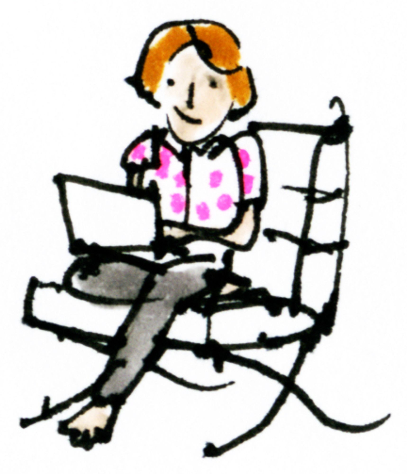 Cartoon drawing of a researcher sat working at a laptop