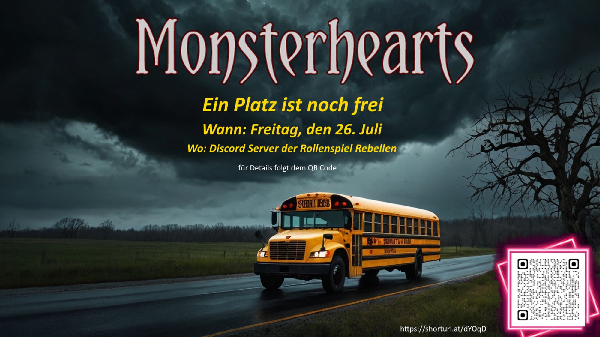 Bus auf Straße mit Shietwetter, eine Einladung zu einer Rollenspiel Session Monsterhearts