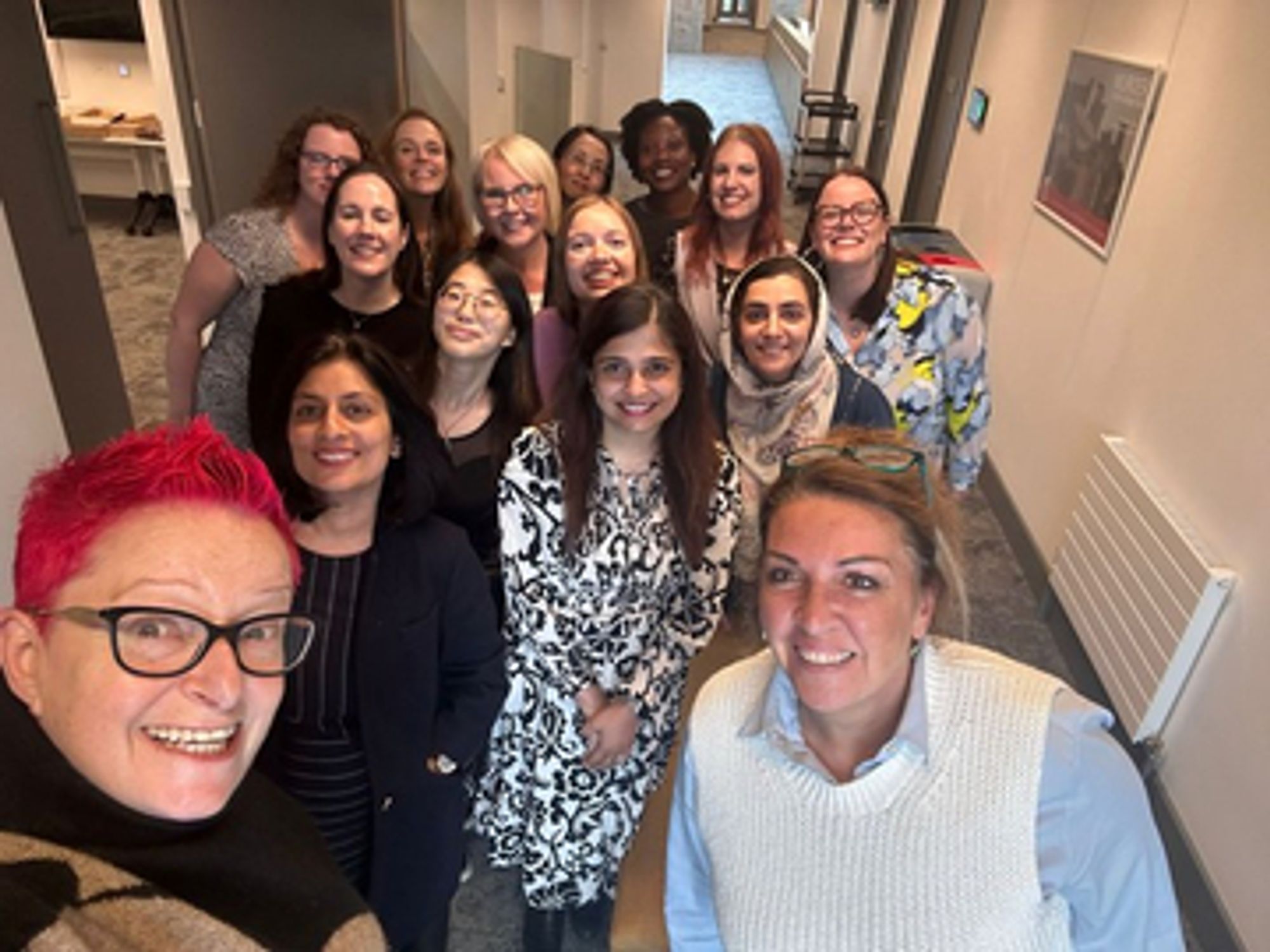 Some of the We Are Tech Women #TechWomen100 alumni with Dr Vanessa Vallely OBE and Dr Sue Black OBE.