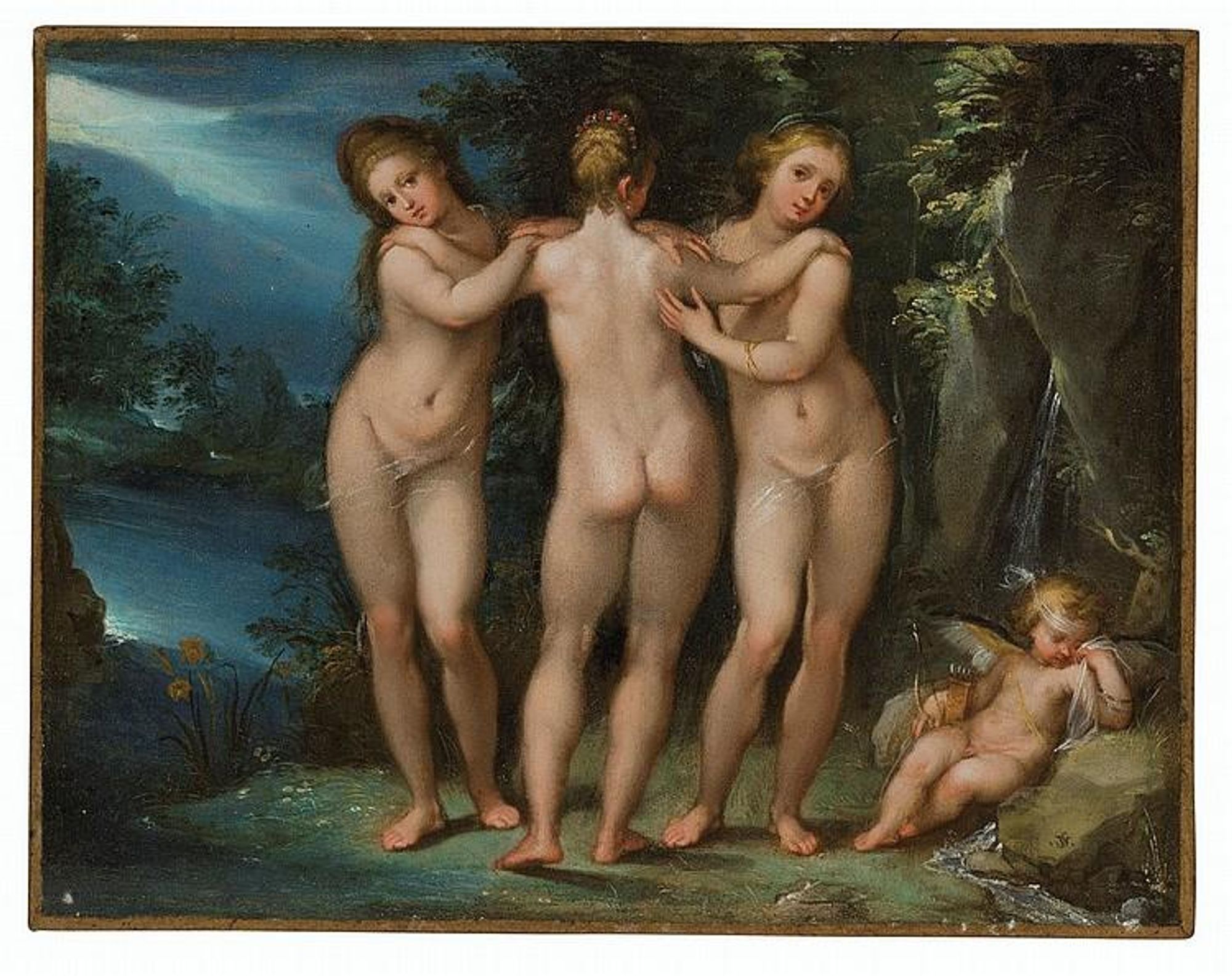 The three Graces with Cupid sleeping - Ventura Salimbeni 🇮🇹 #art