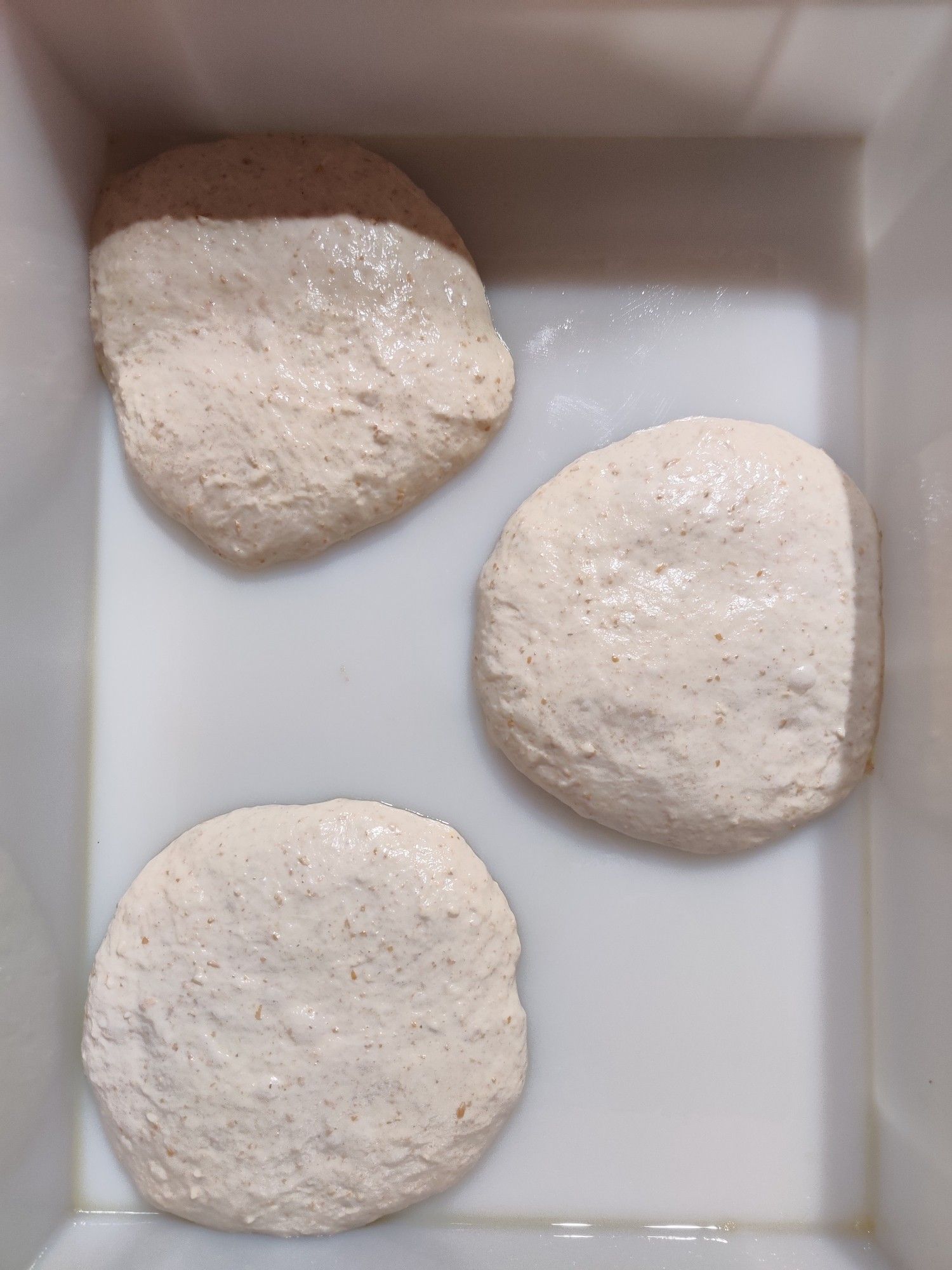 Dough divided into three equal parts