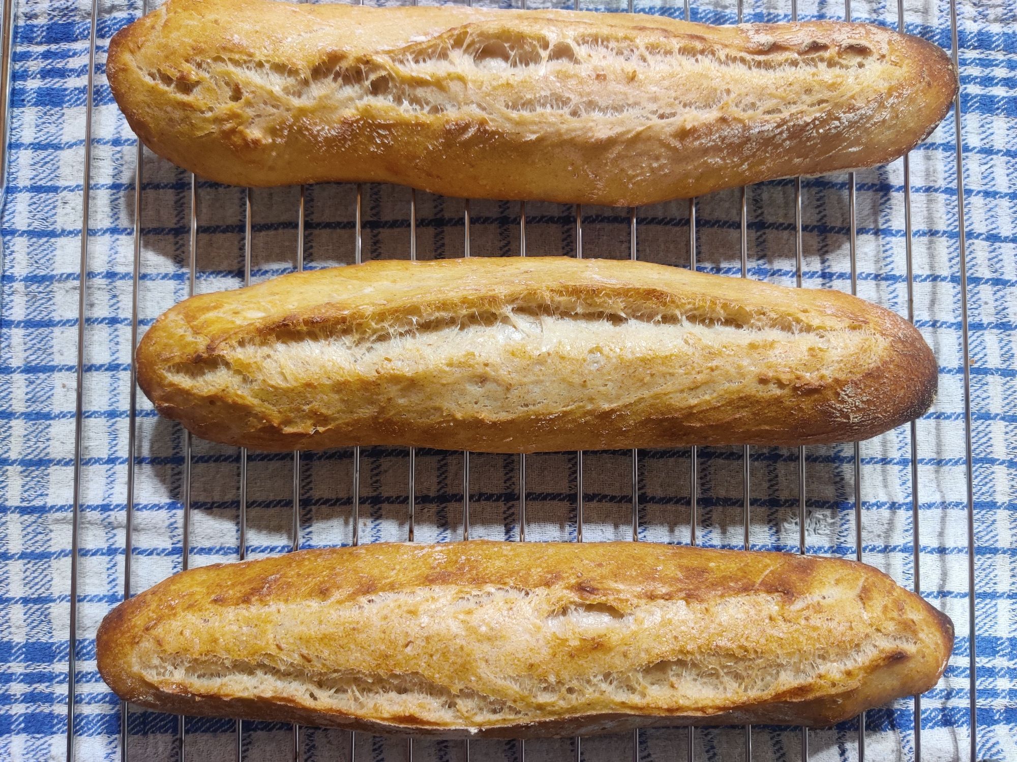 Sourdough baguettes, top view