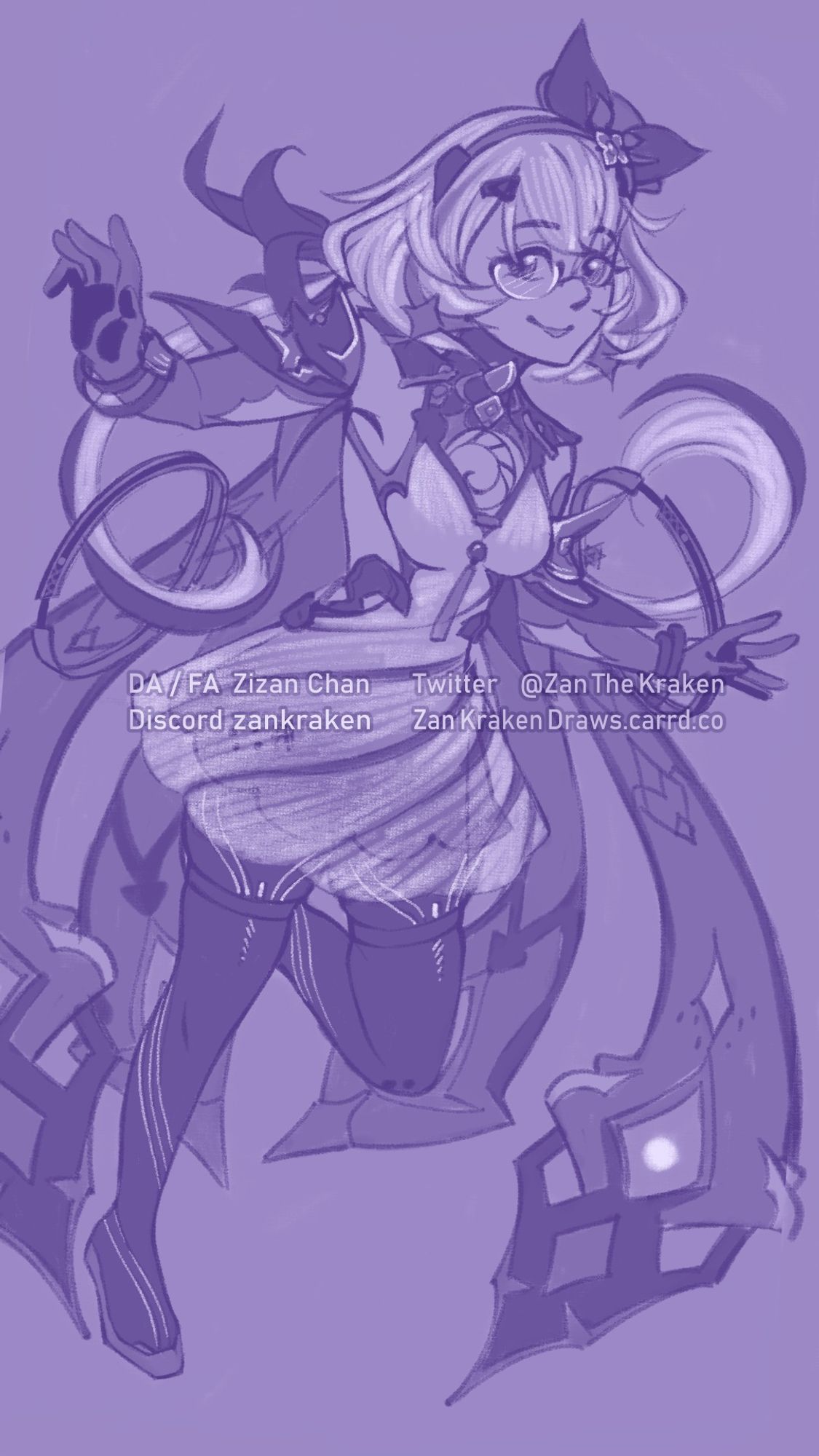 Fanart sketch of Brevey from the game Tower of Fantasy in her magical girl form.