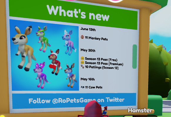 Screenshot of the RoPets update board showing that there's 11 kangaroo pets.