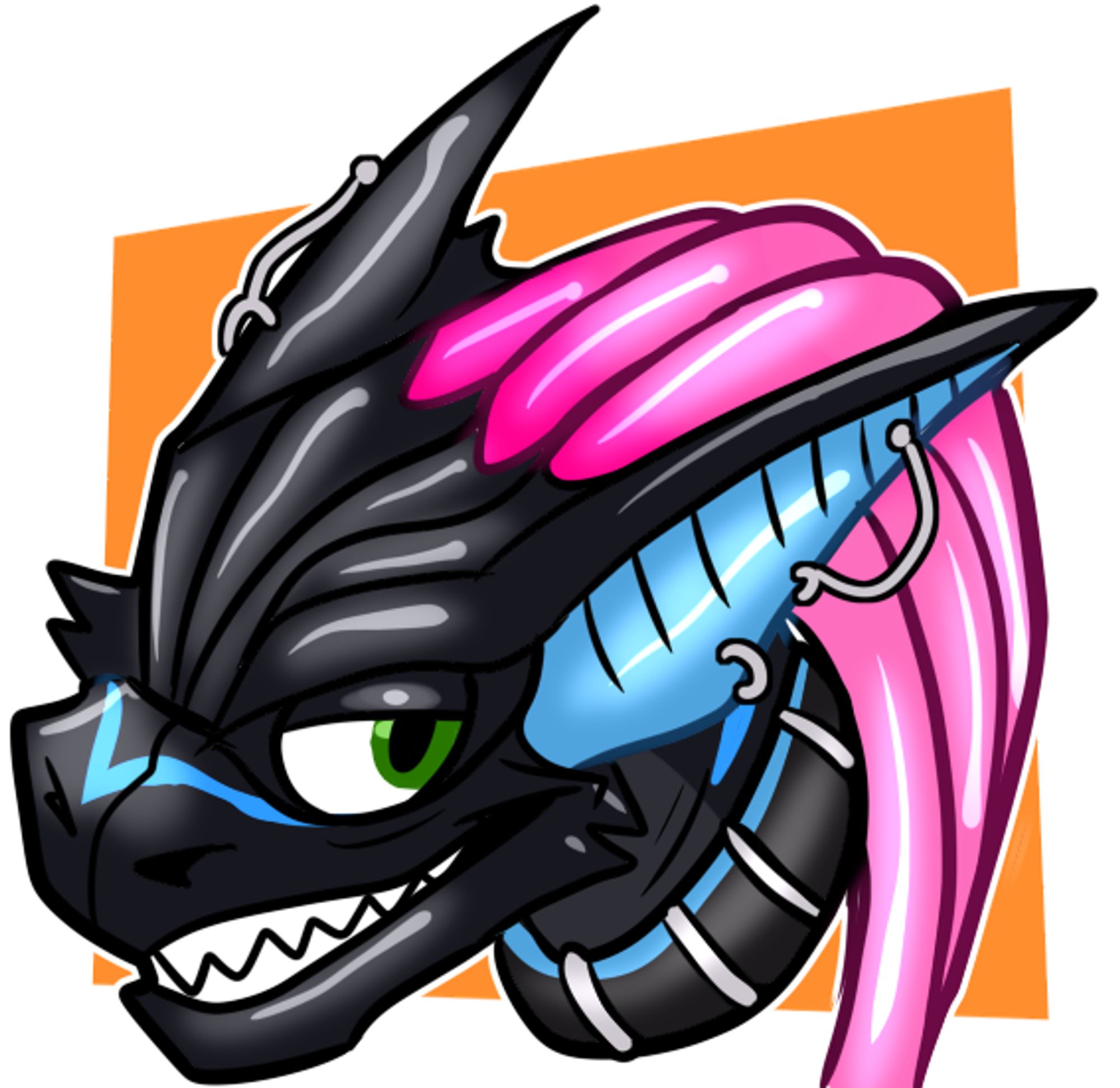 Nargacuga Calyo drawn in a distinctively toony style giving you, the viewer, some side-eye and Socialist Teeth™