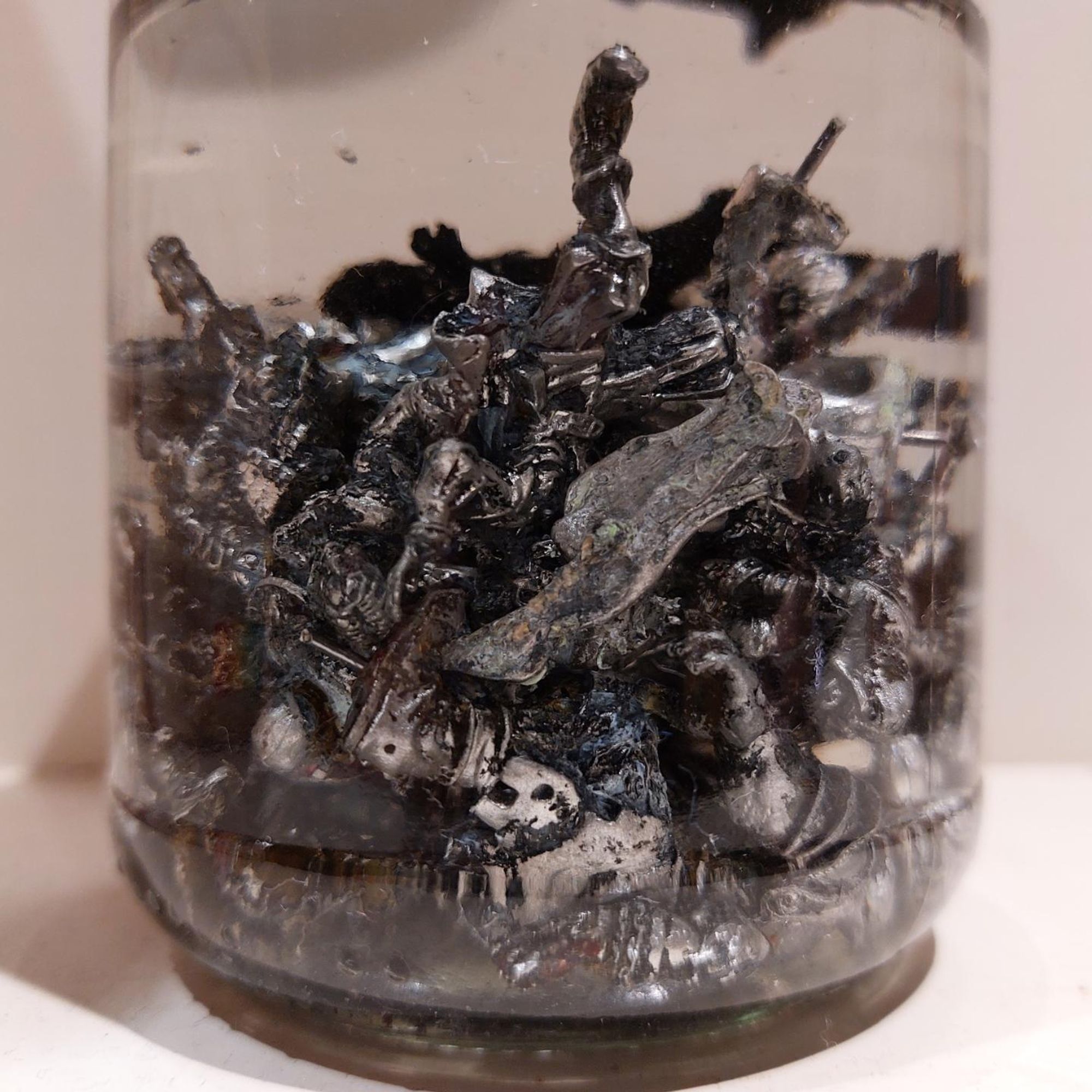 A collection of ghouls, mummies come out werewolves, wraiths, zombies and a single skeleton in a jar with clear fluid, which makes them look as if they've been pickled or preserved otherwise which is suitable given how they are still good to play blood bowl after such a long time of being Dead