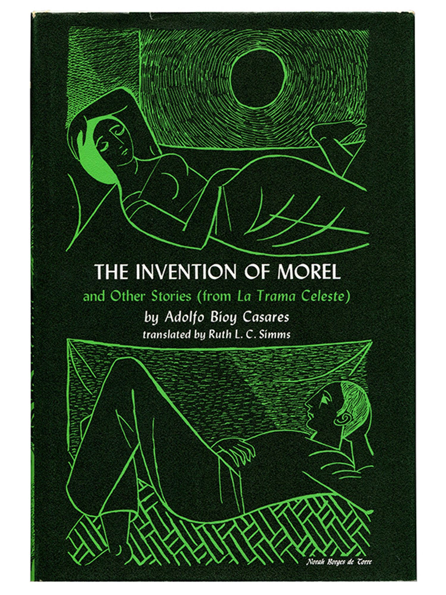 Front panel of the dust jacket for the first U. S. edition of The Invention of Morel (Bioy Casares. Austin: [1964].).