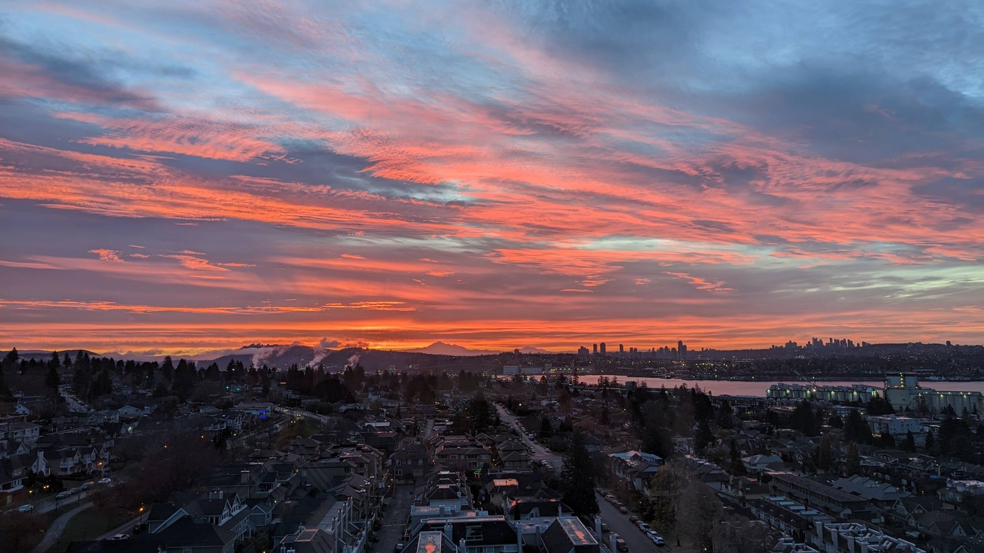 orange and pink clouds of sunrise