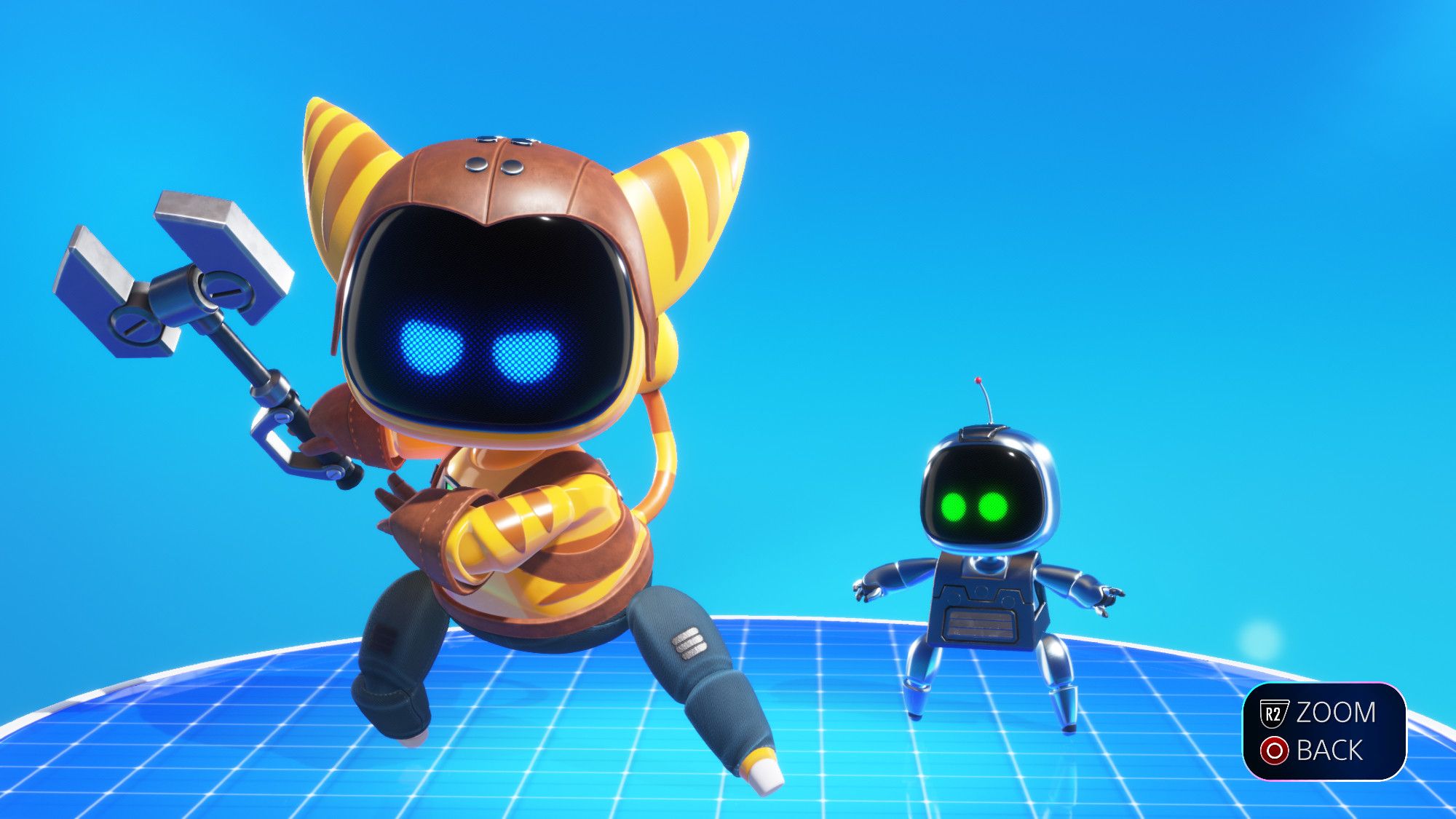 Screenshot of Astro Bot versions of Ratchet (left) and Clank (right).