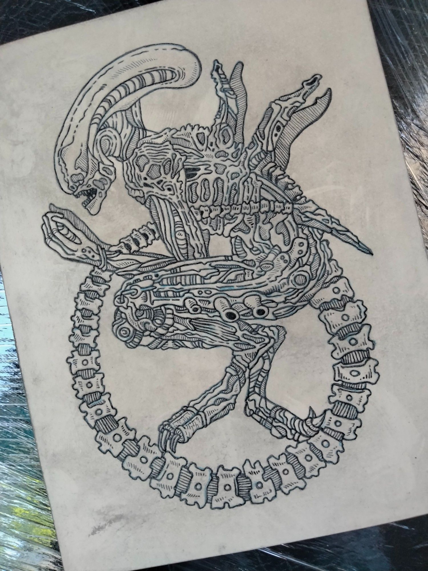 xenomorph alien fan art tattoo practice