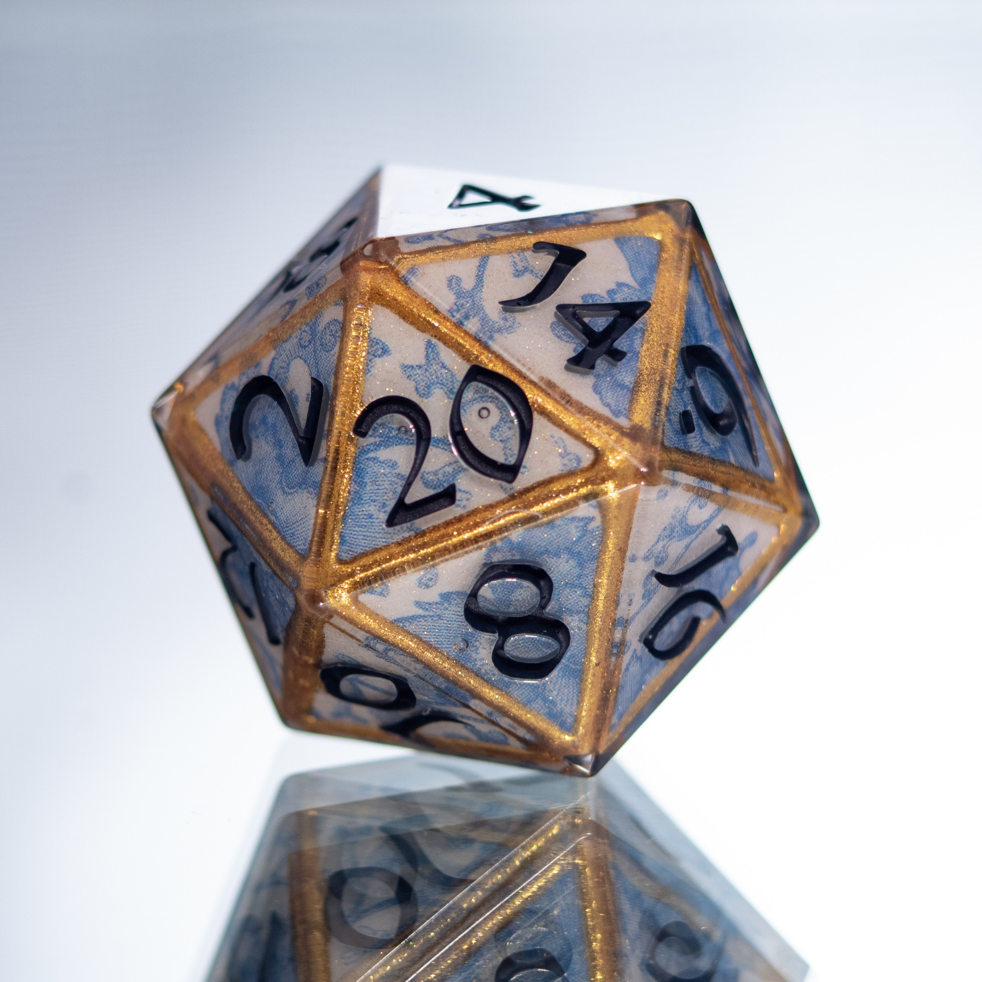Gilded porcelain style handmade D20