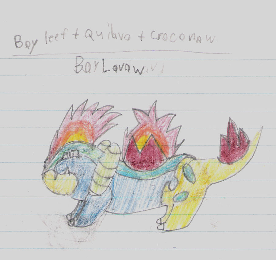 Baylavaw
Bayleaf fused with Quilava fused with Croconaw