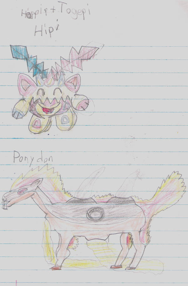 Hipi
Hoppip Fused with Togepi

Ponydon
Ponya fused with Hipowdon