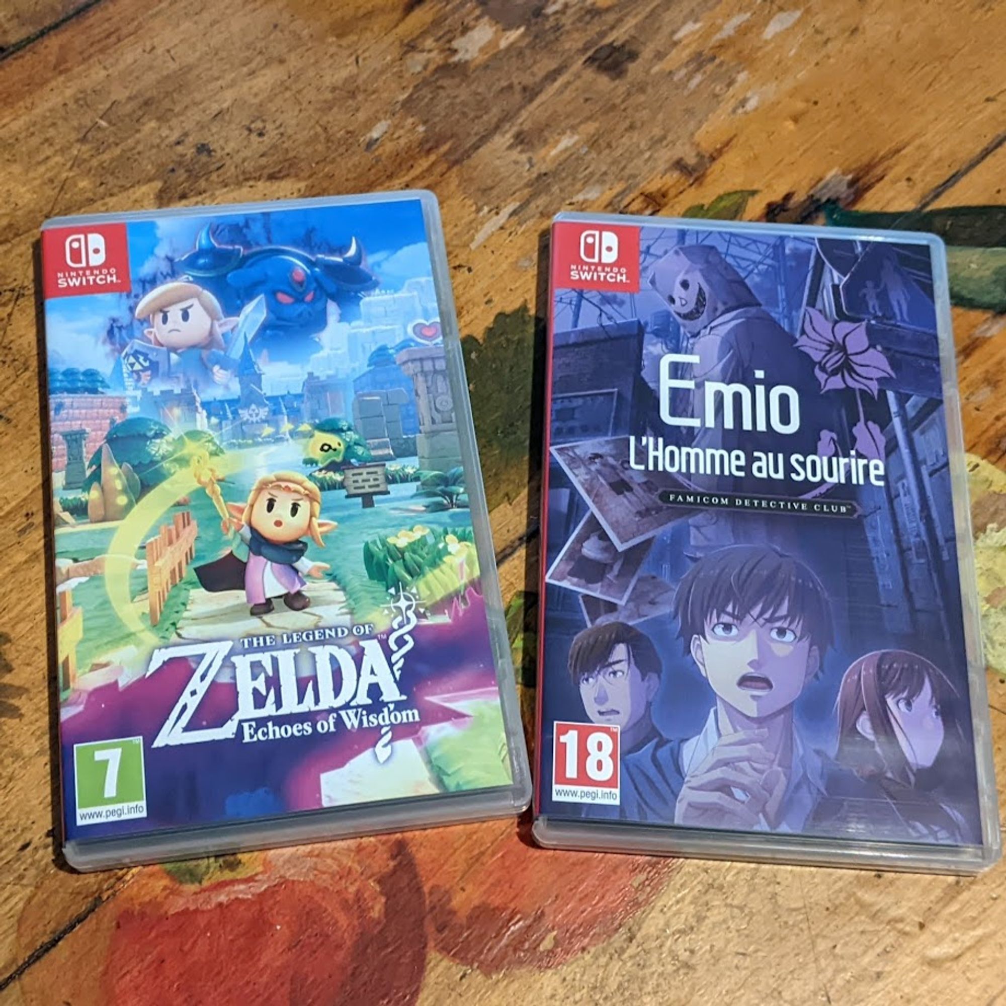 2 jeux Switch : Zelda Echoes of Wisdom et Emio, l'homme au sourire