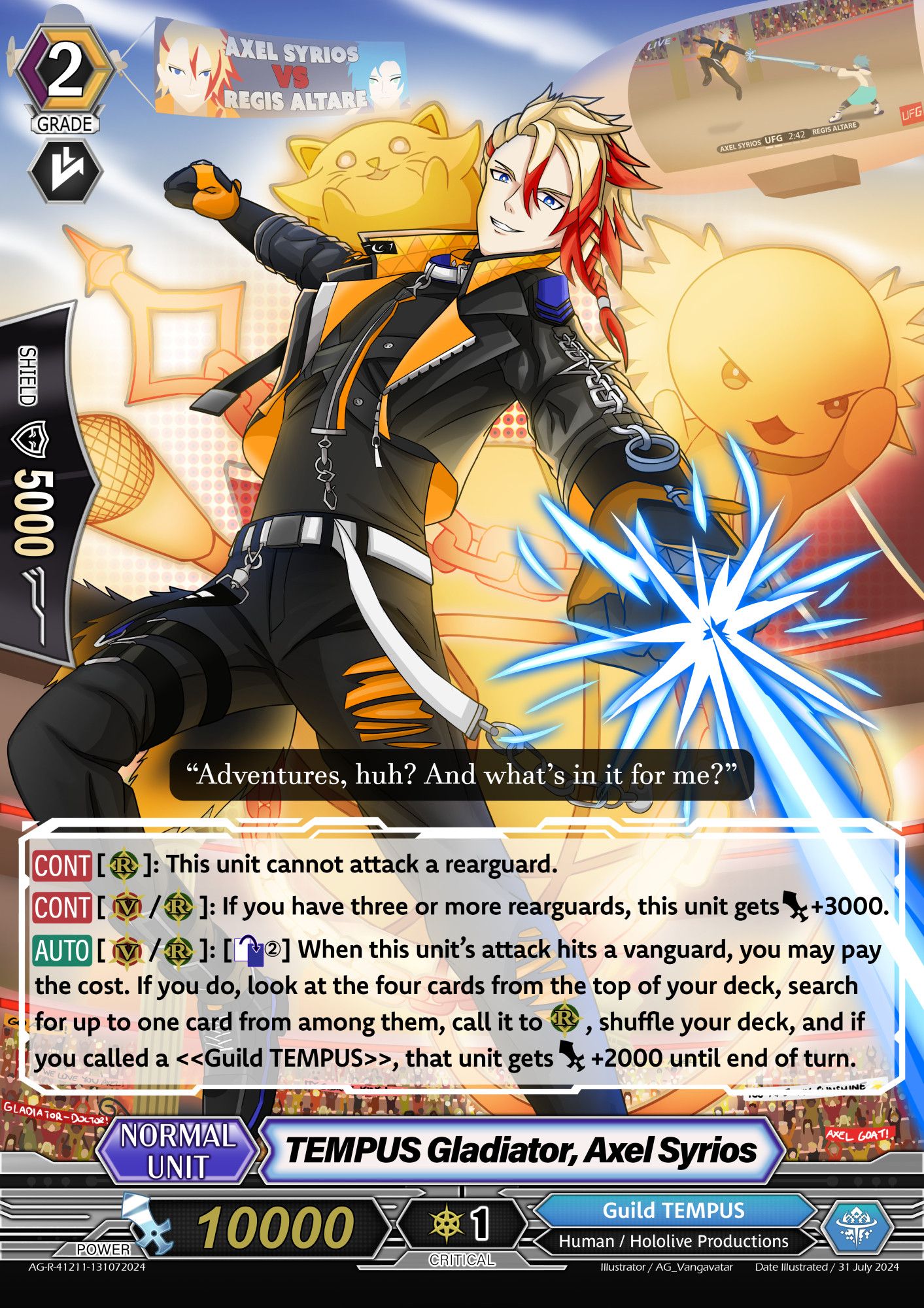 Axel Syrios (Holostars EN) fanart, Cardfight Vanguard card.