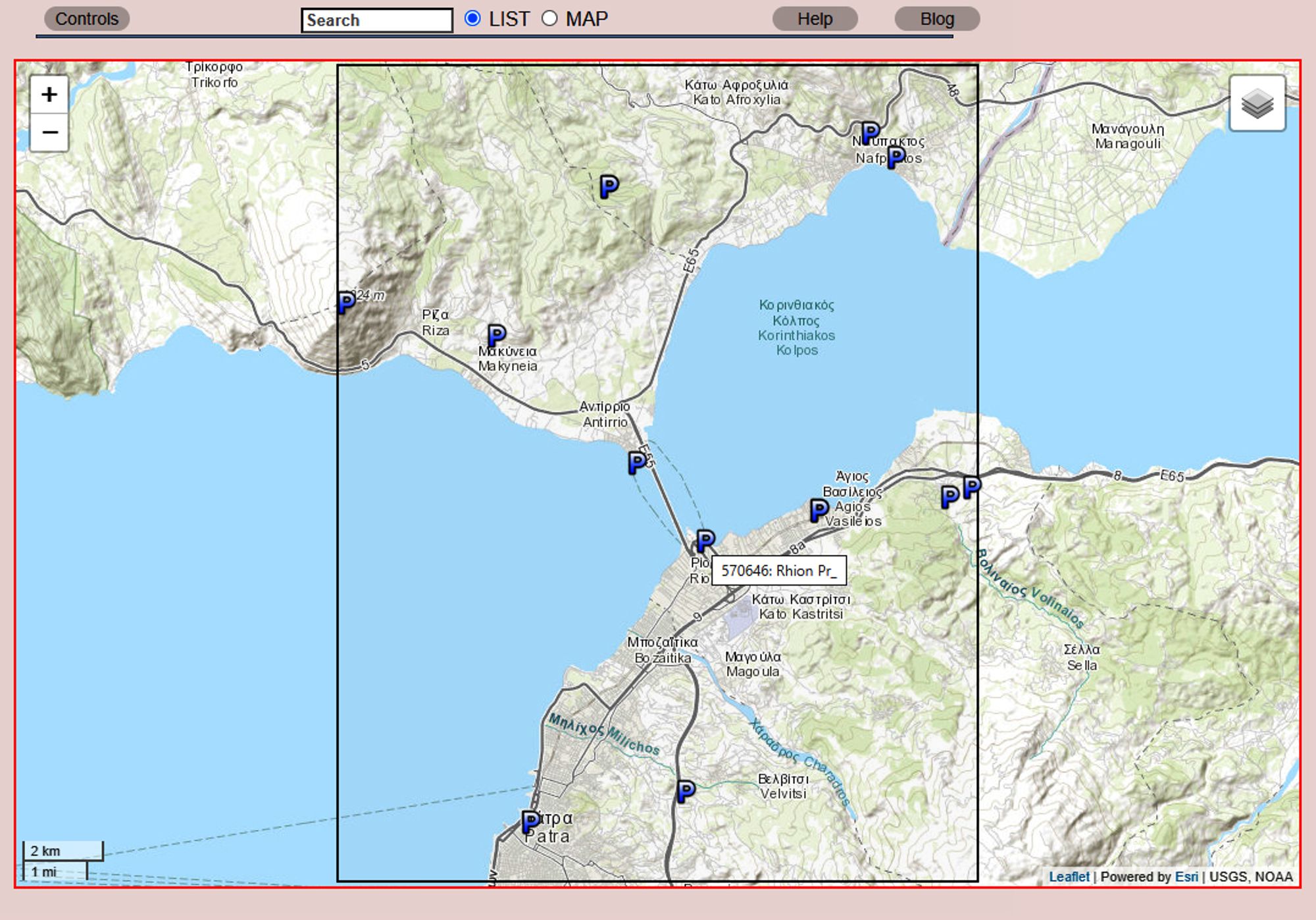 Area of Rhion on the Mycenaean Atlas Project.  Displaying Pleiades data.